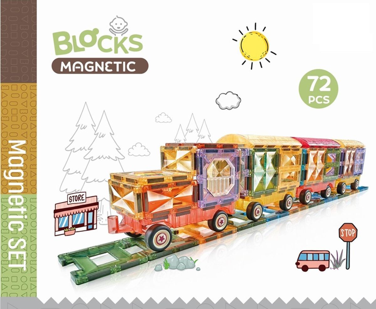 Magnetic Tiles togbane, 72 dele