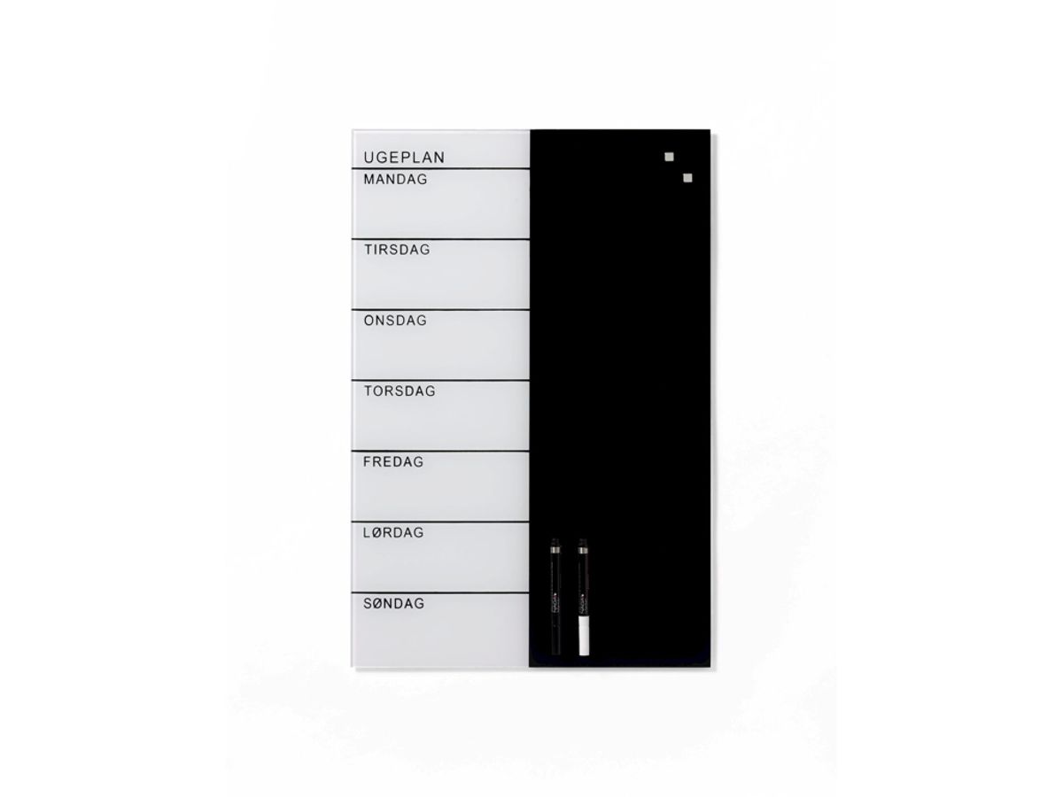 Magnetisk Glastavle Naga | Week Planner | 40 x 60 cm | Hvid-sort | DK