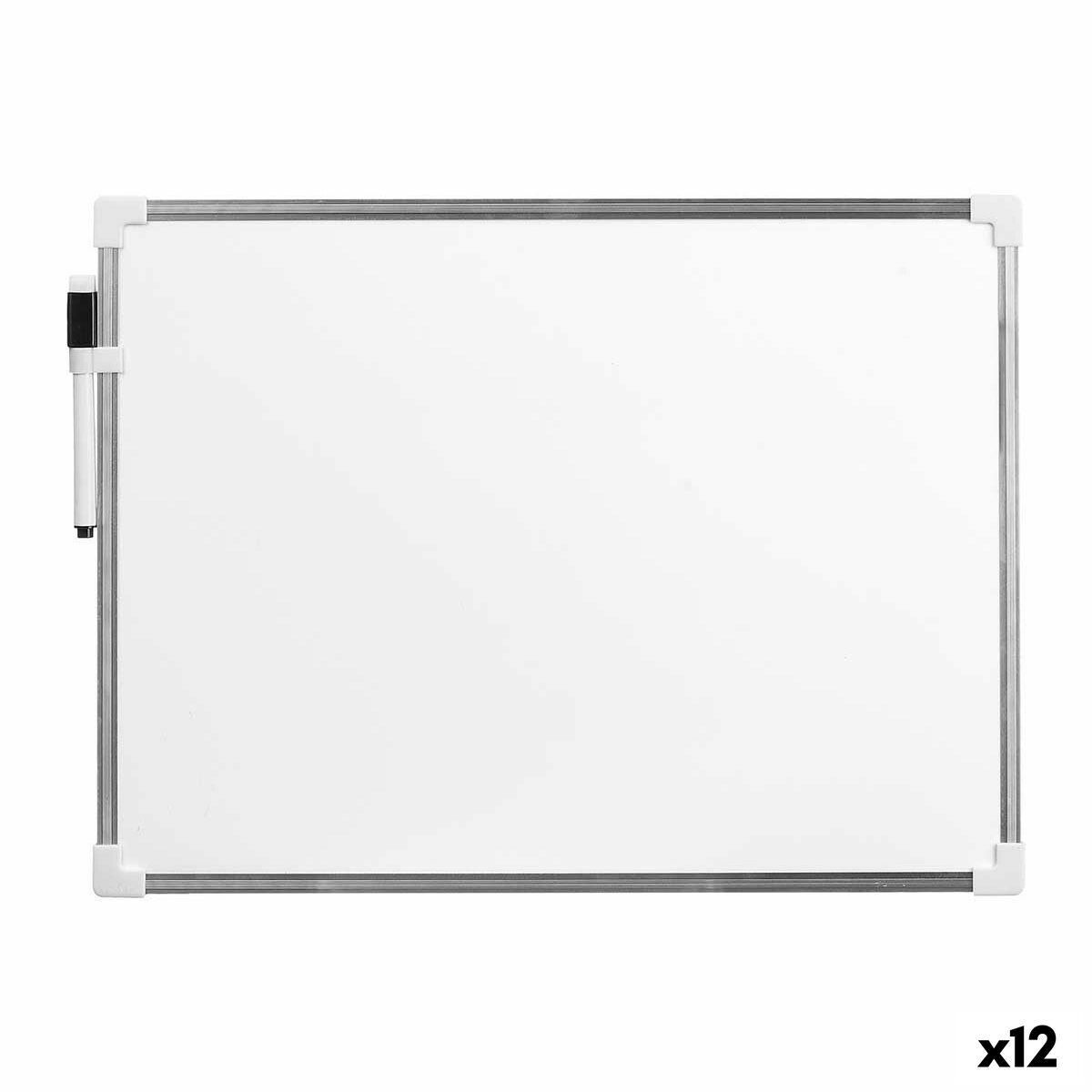 Magnetisk tavle med markør Hvid Aluminium 30 x 40 cm (12 enheder)