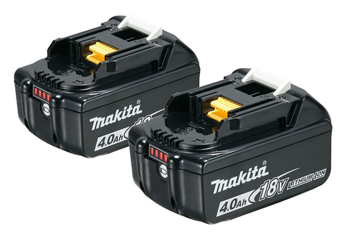 Makita Batteri 18V. 2 stk. 4,0Ah Li-ion slide-batteri med indikator. BL1840B