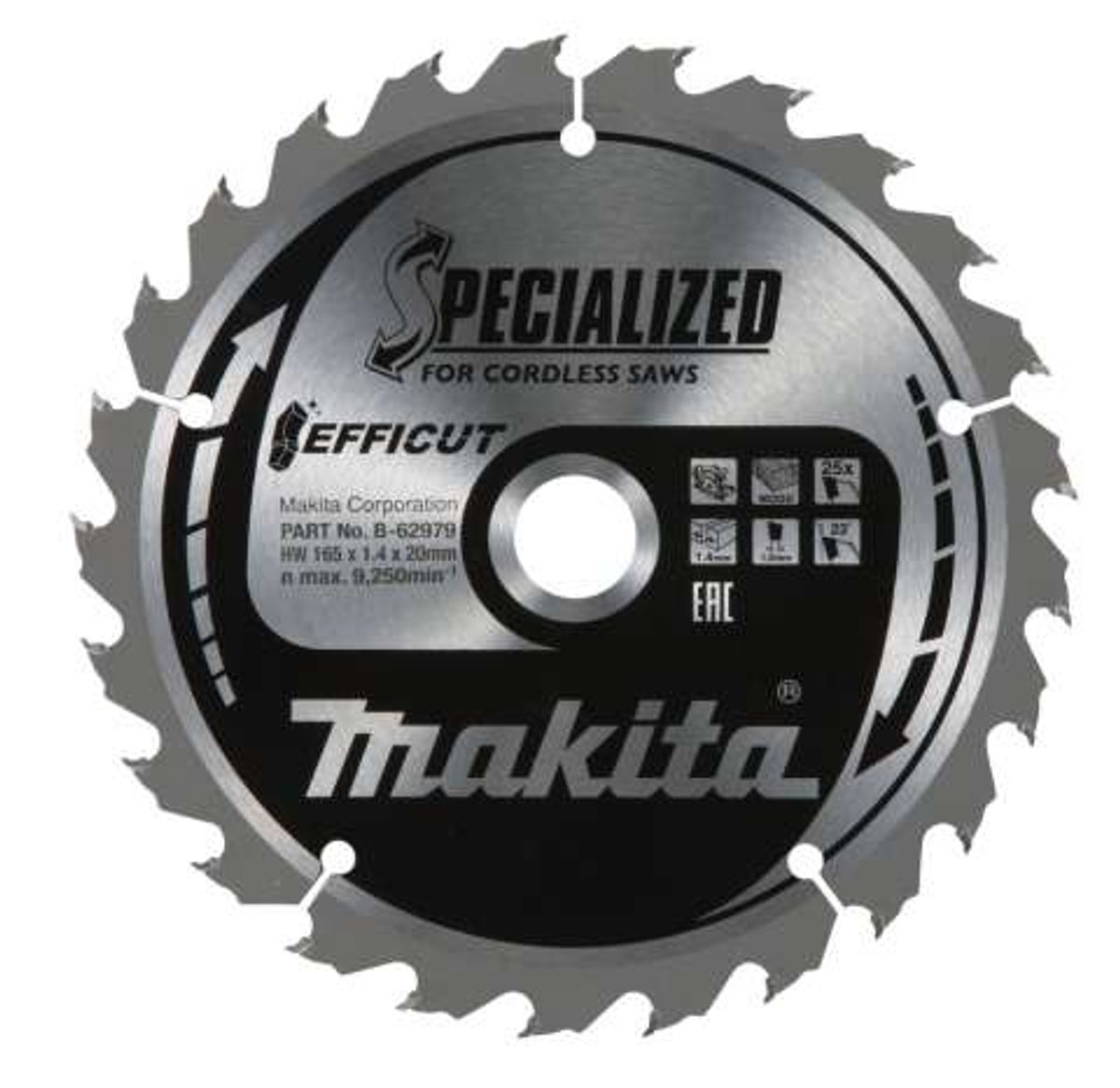 MAKITA KLINGE TCT 165X20MM X 25T, EFFICUT