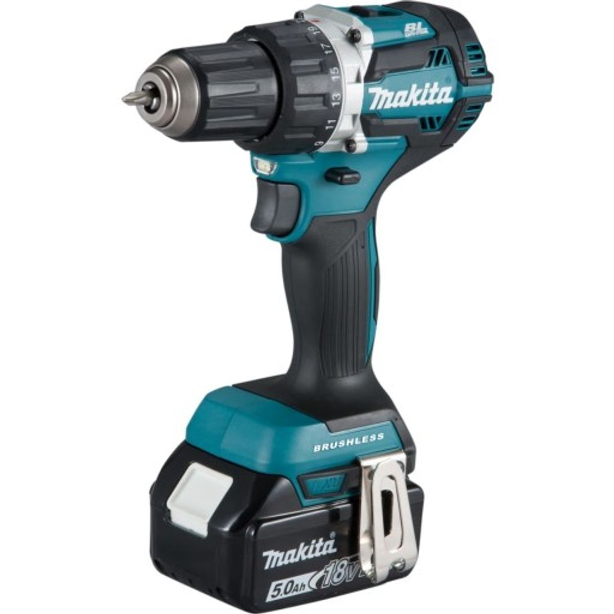 Makita Kompakt Bore/Skruemaskine m/batterier 2 x 18 Volt/5,0 Ah