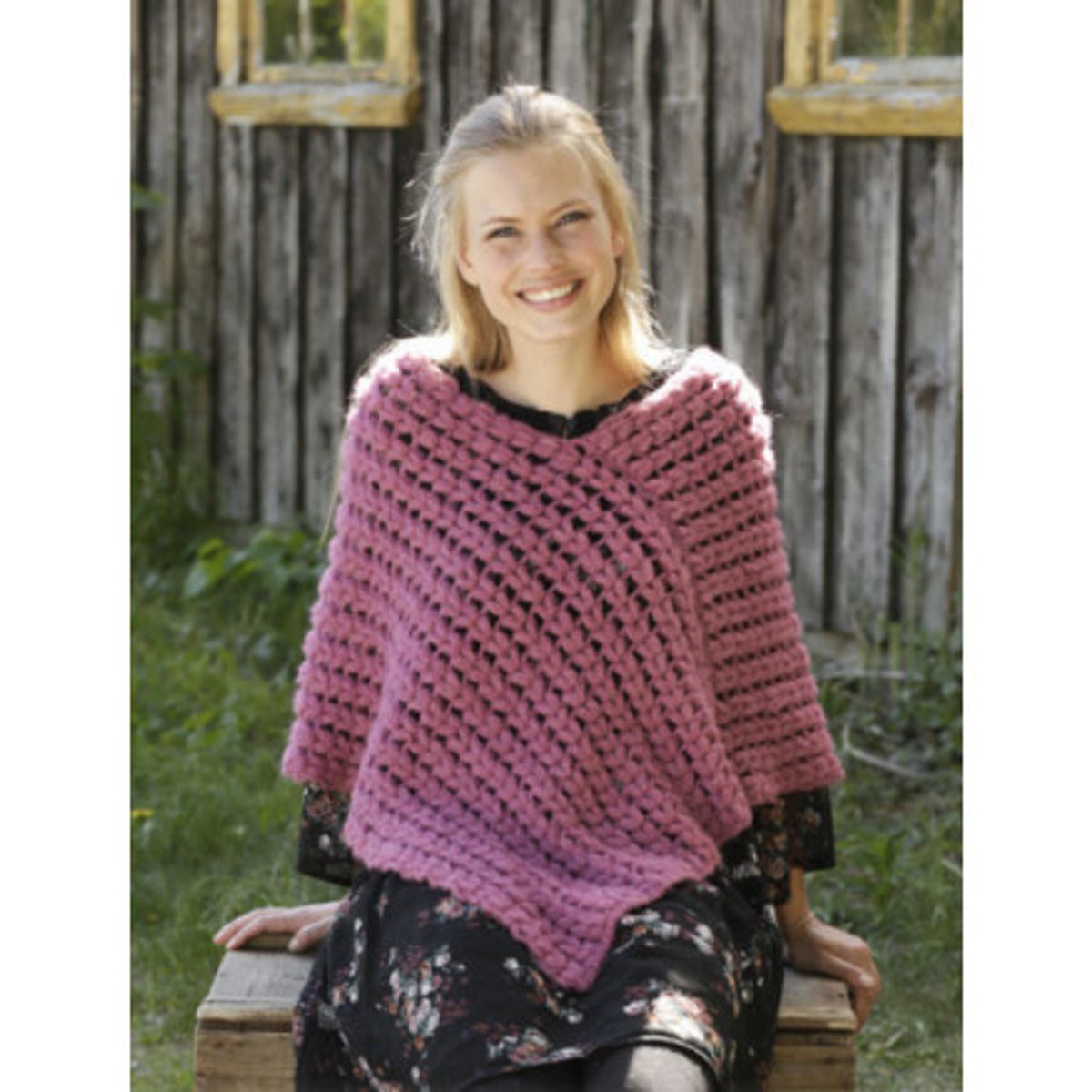 Malina by DROPS Design - Poncho Hækleopskrift str. S - XXXL - XX-Large/XXX-Large