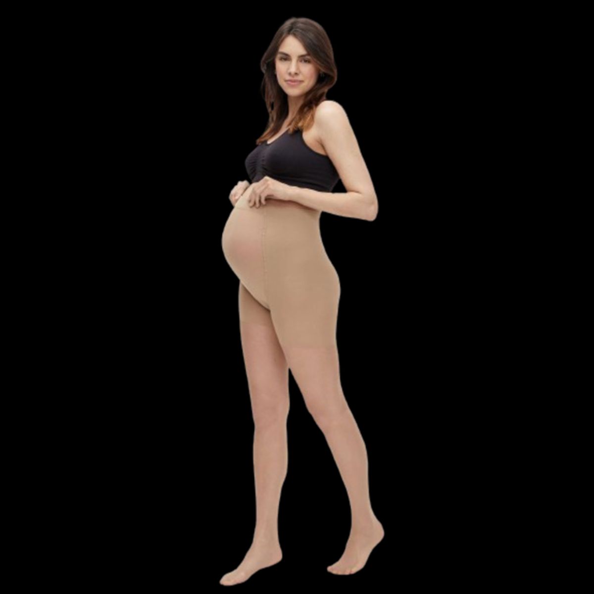 Mamalicious support vente-nylonstrømper (30 den) 2-pack - Sabrina - Tan - L/XL