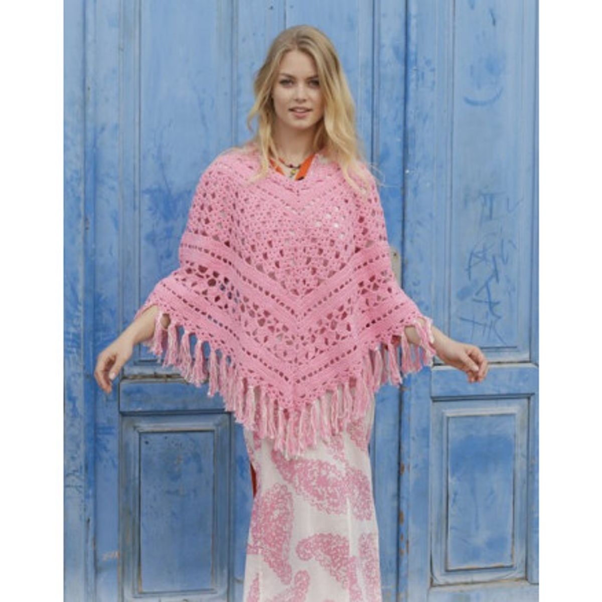 Mamma Mia by DROPS Design - Poncho Hækleopskrift str. S - XXXL - Large/X-Large