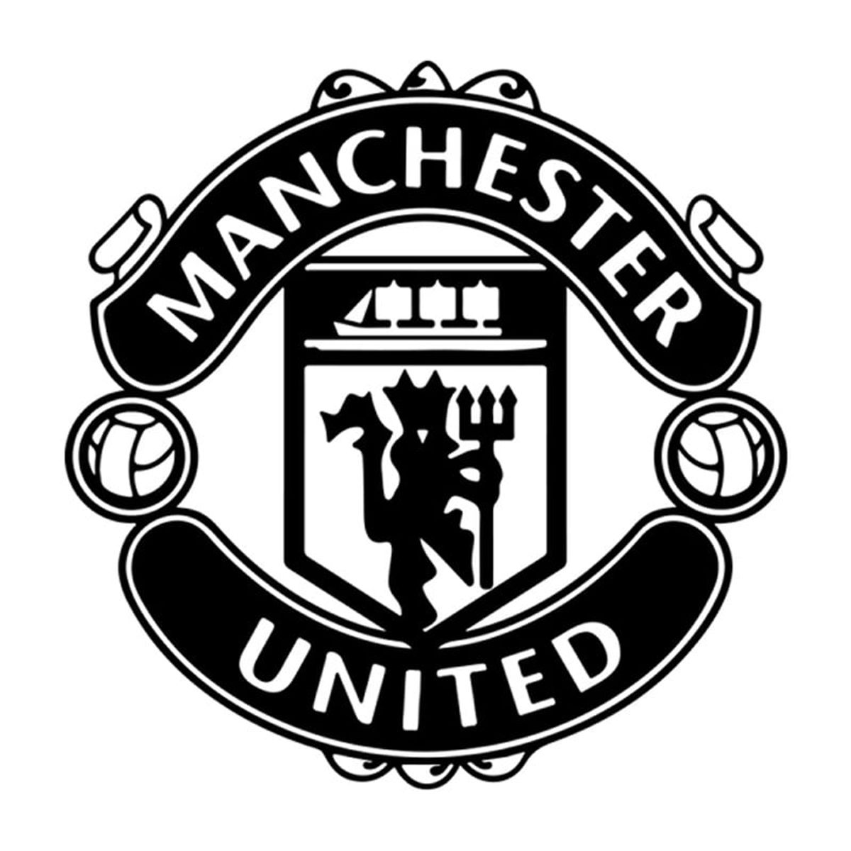 Manchester United wallsticker. Flot Manchester United logo. Sort. 50x50cm