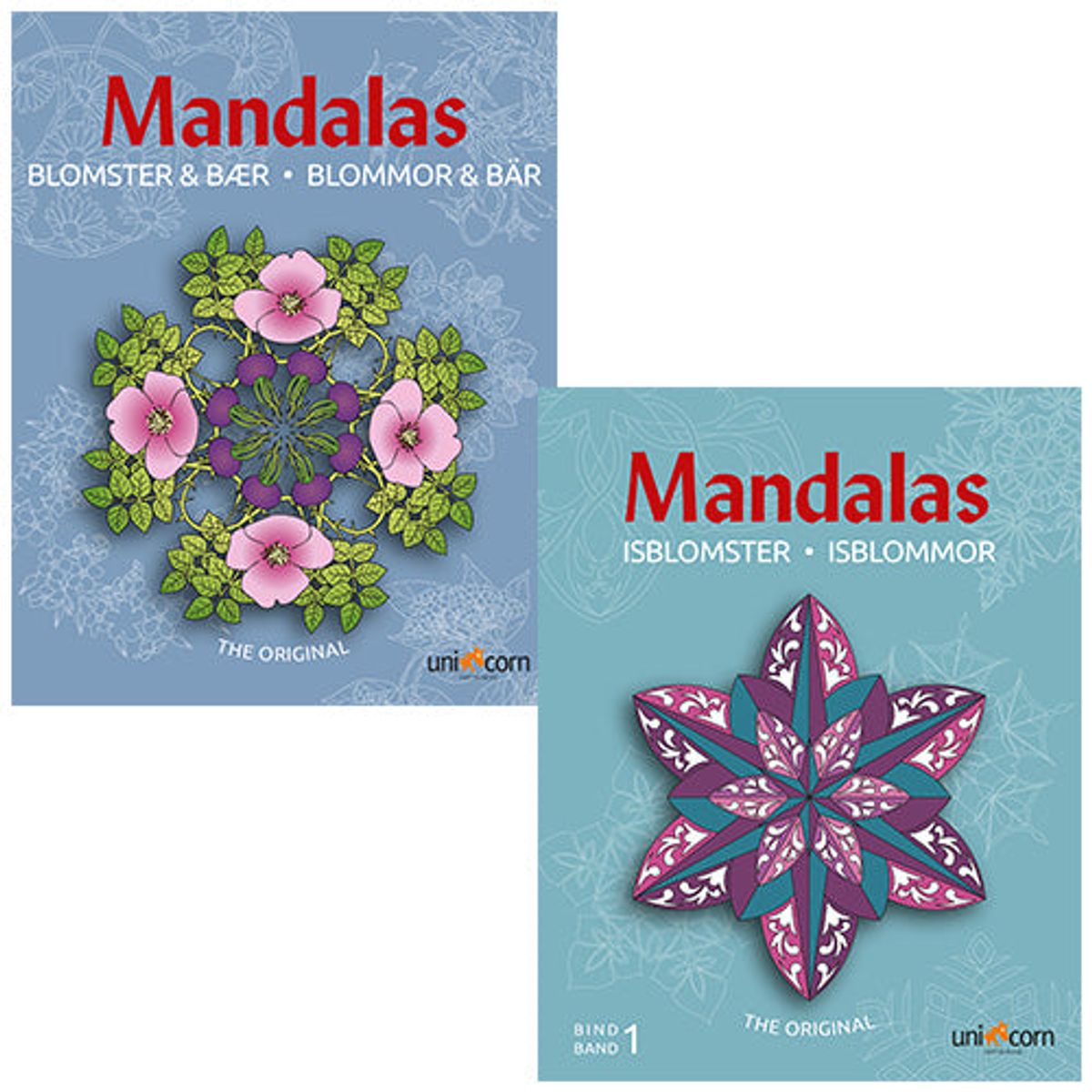 Mandalas malebøger - Blomster og Bær & Isblomster - 2 stk.