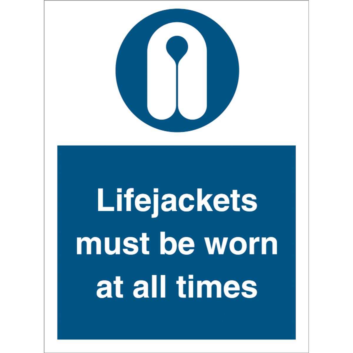 Mandatory sign - Lifejackets must be worn at all times