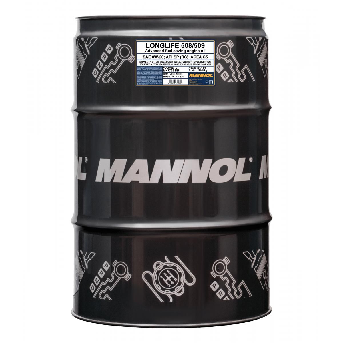 MANNOL Mannol 0W20 LL 508/509 208L.