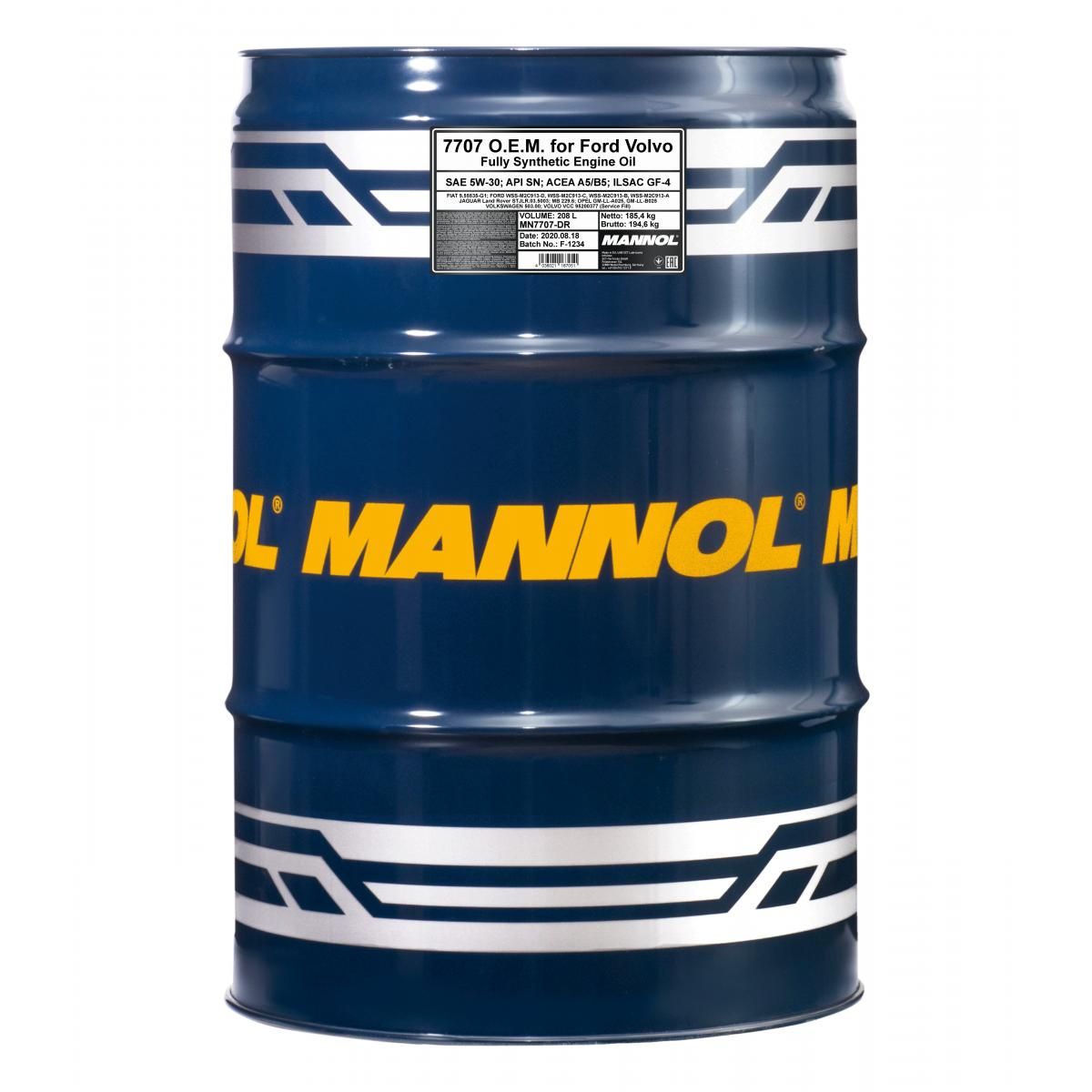 MANNOL Mannol 5W30 208L. O.E.M. for Ford Volvo