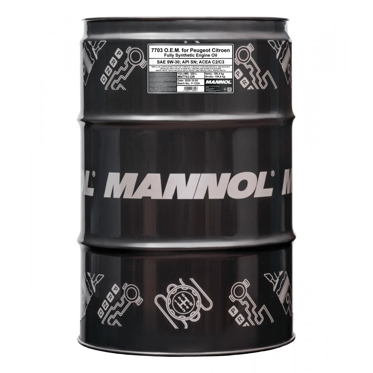 MANNOL Mannol 5W30 208L. O.E.M. for Peugeot Citroen