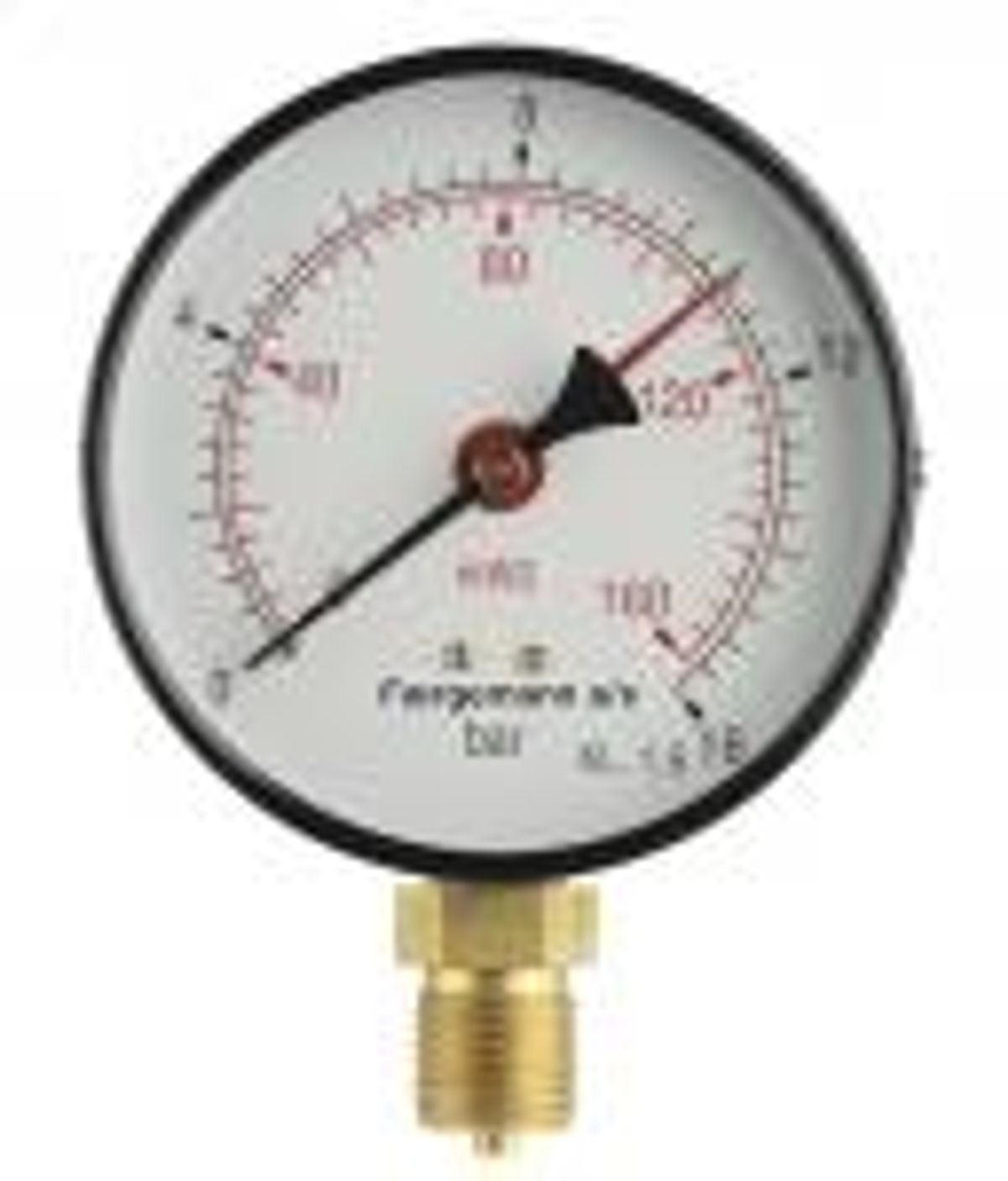 Manometer 1/2xø100 0-25 bar/0-250 mvs, nedadrettet studs