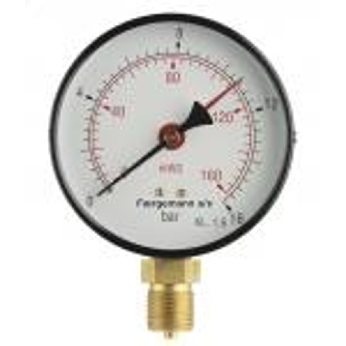 Manometer 1/2xø160 0-2,5 bar/0-25 mvs, nedadrettet studs