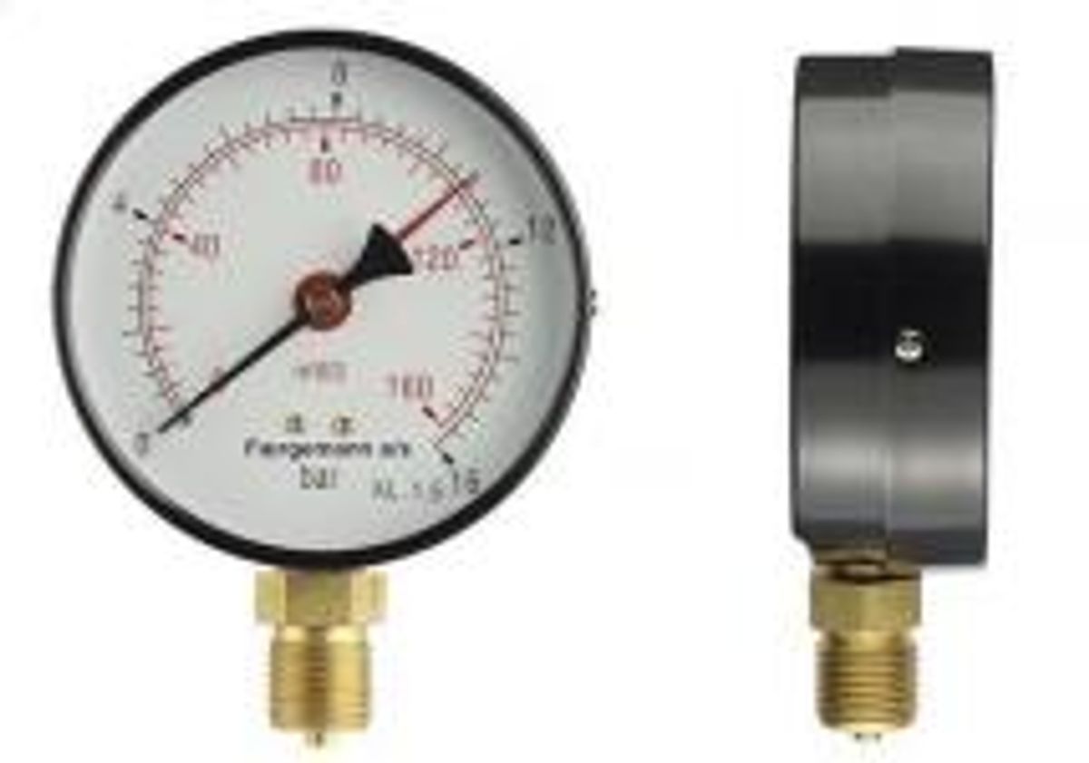 Manometer 1/2xø80 0-1 bar/0-10 mvs, nedadrettet studs