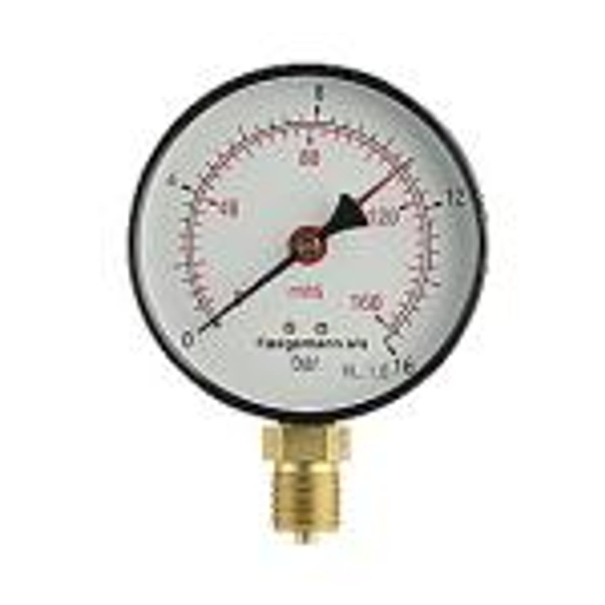 Manometer 1/4xø63 0-16 bar/0-160 mvs, nedadrettet studs