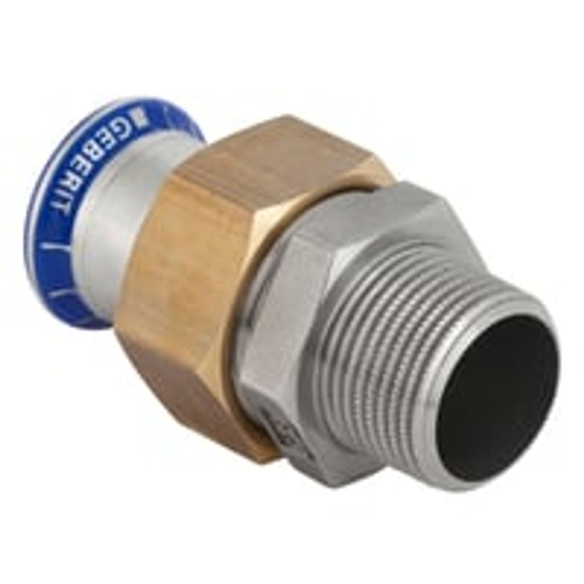 Mapress Rustfrit, 18 mm x ?" union med overgang og flad pakning, presmuffe/nippel (R) - Geberit