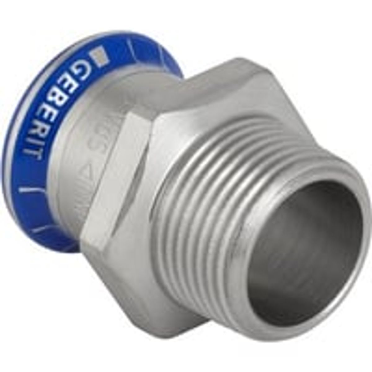 Mapress Rustfrit, 22 mm x ?" overgangsstykke, presmuffe/nippel (R) - Geberit