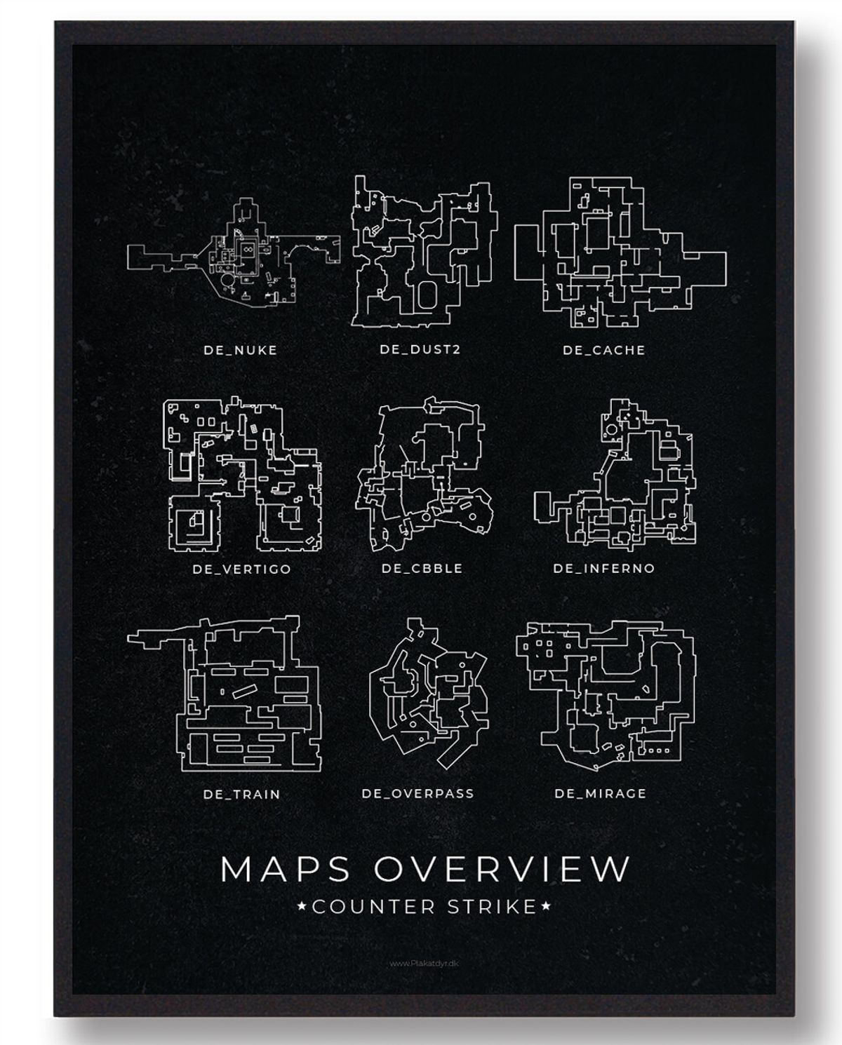 Maps overview - CS gamerplakater (Størrelse: L - 50x70cm (B2))