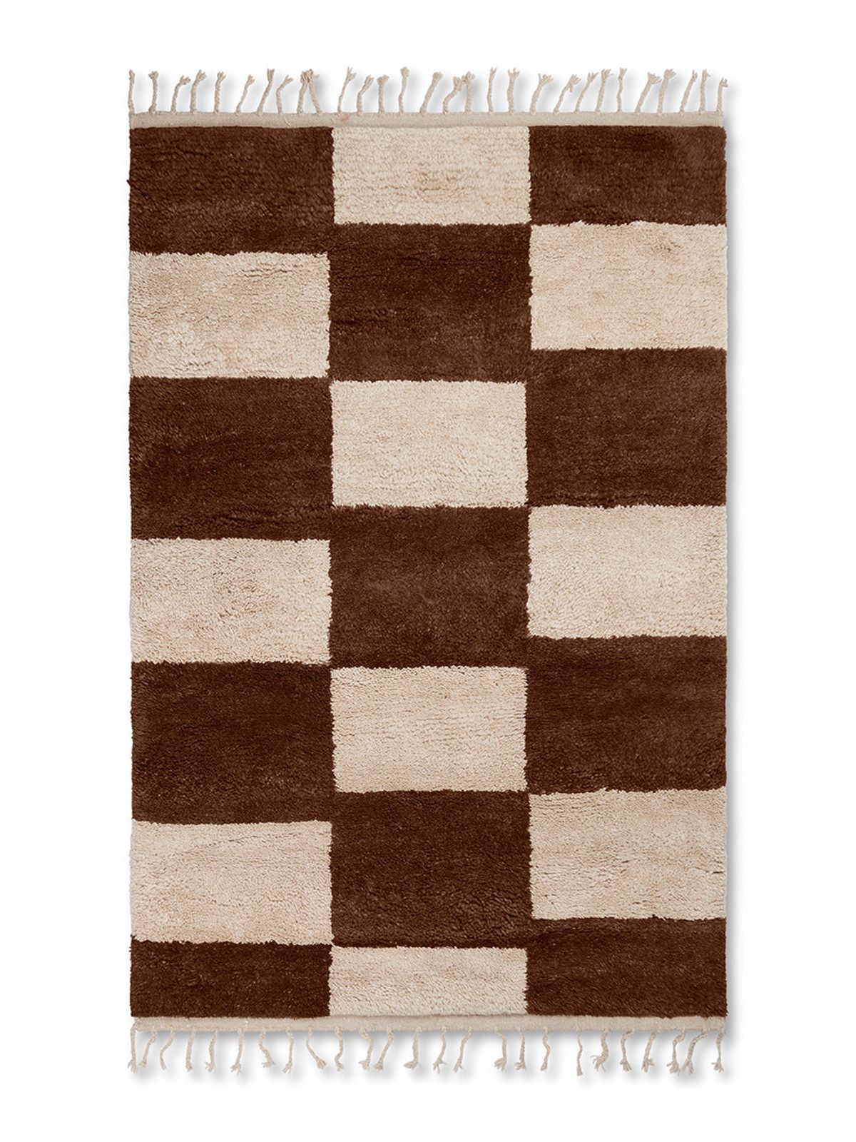 Mara Knotted Rug, large fra Ferm Living (Dark Brick/Off-White)