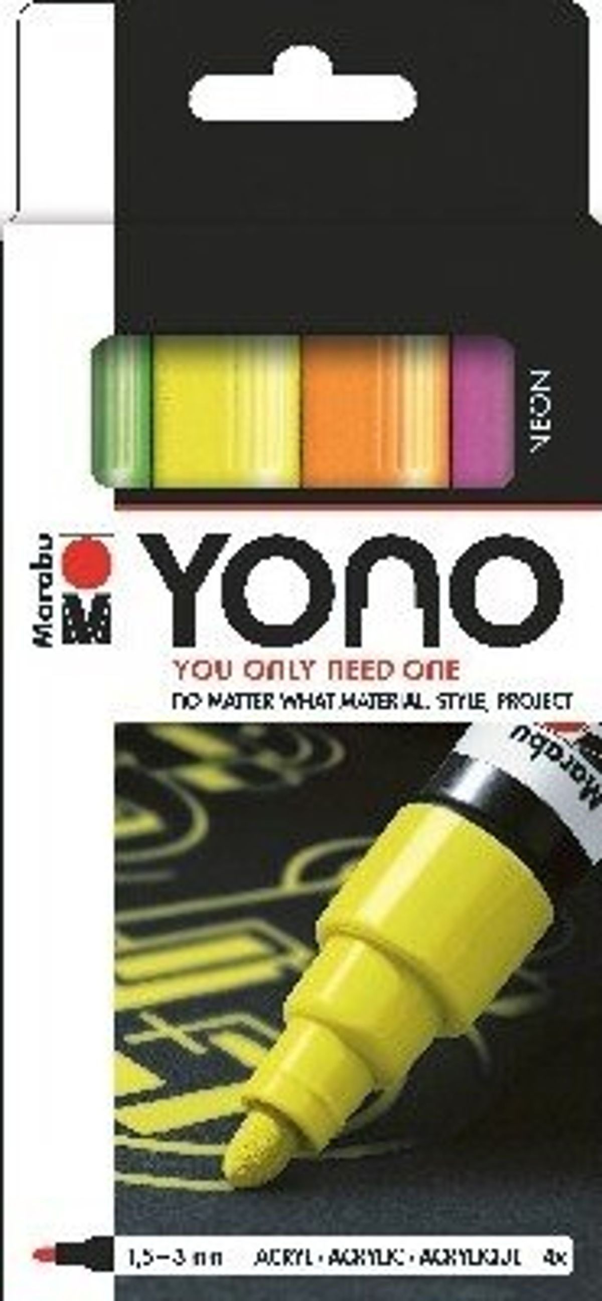 Marabu - Tusser - Yono Neon - 1,5-3,0 Mm - 4 Farver