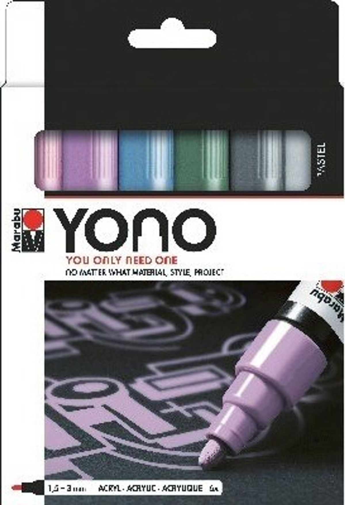 Marabu - Tusser - Yono Pastel -1,5-3,0 Mm - 6 Farver