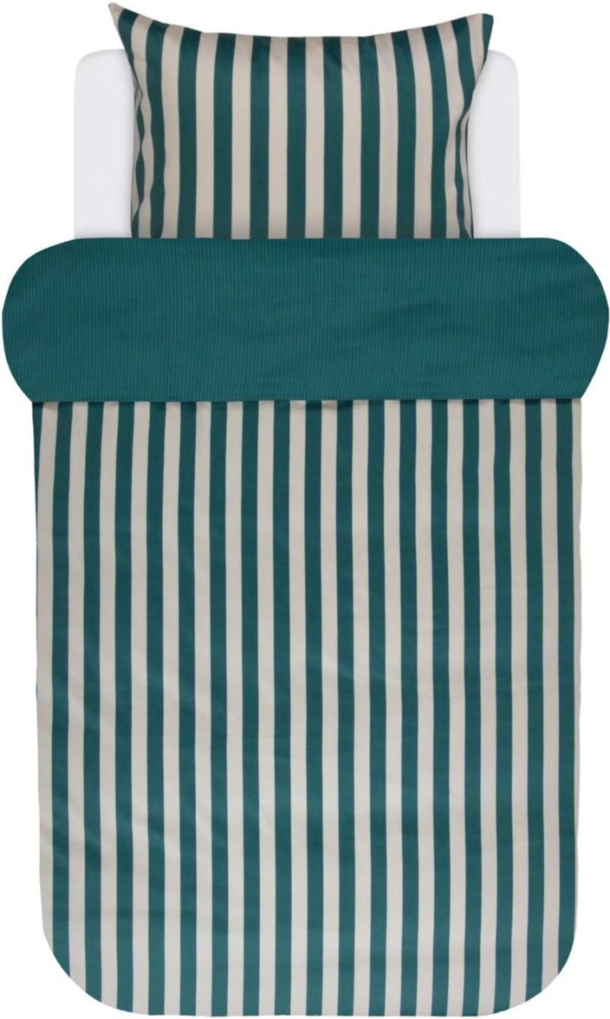 Marc O'Polo Classic Stripe Pine Green sengesæt-140 x 200 cm & 1 stk. pude 60 x 63 cm