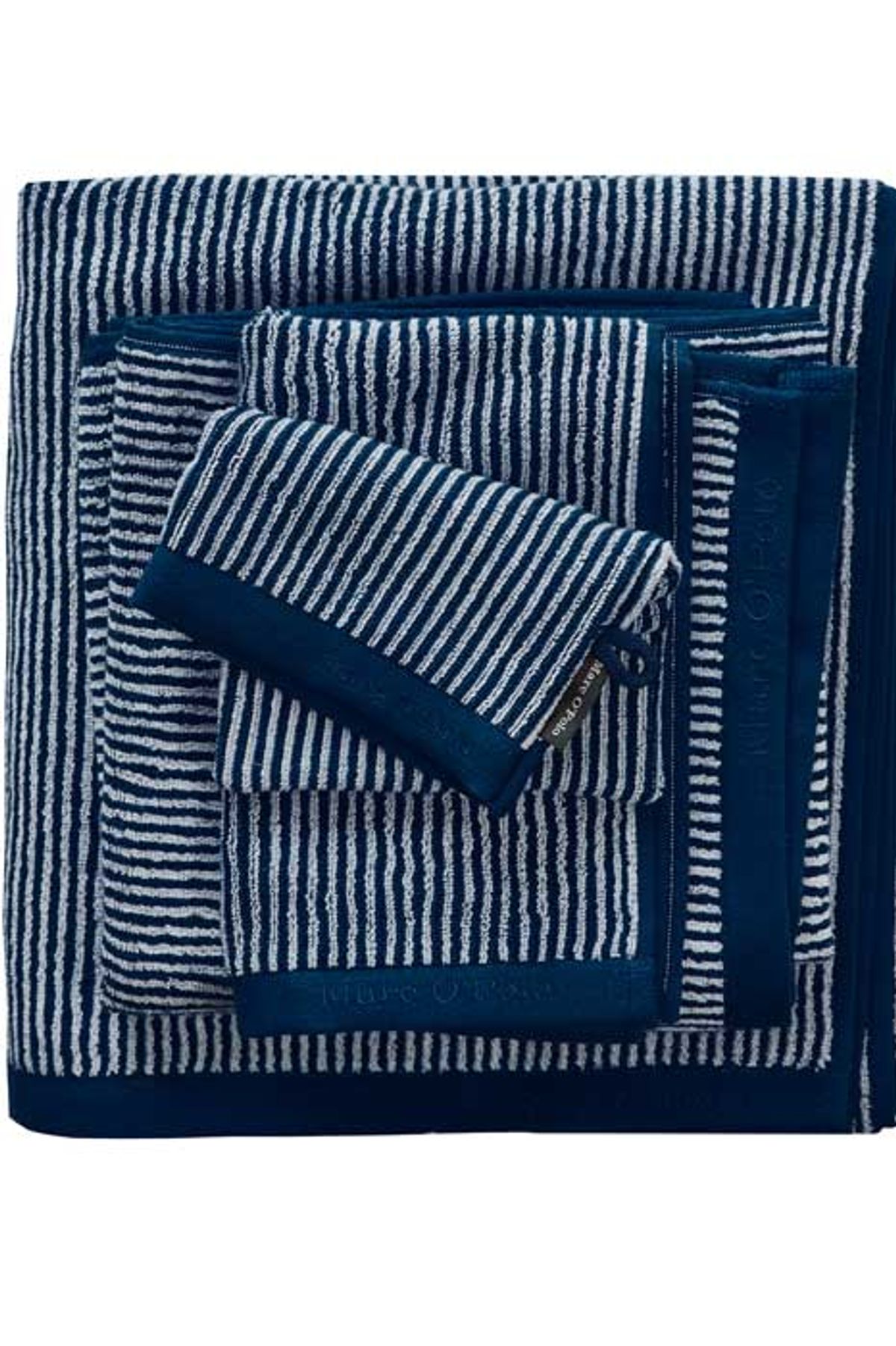 Marc Ó Polo Timeless Stripe Håndklæder Navy - Vaskehandske