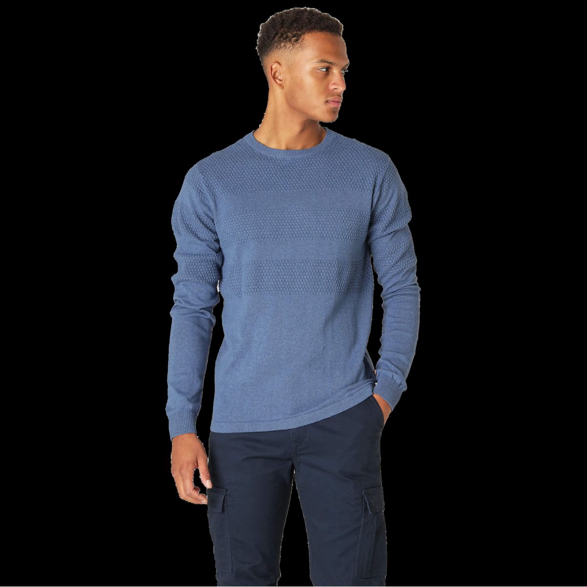 Marcus Affleck Herre Striktrøje - Blue Mix - 2XL