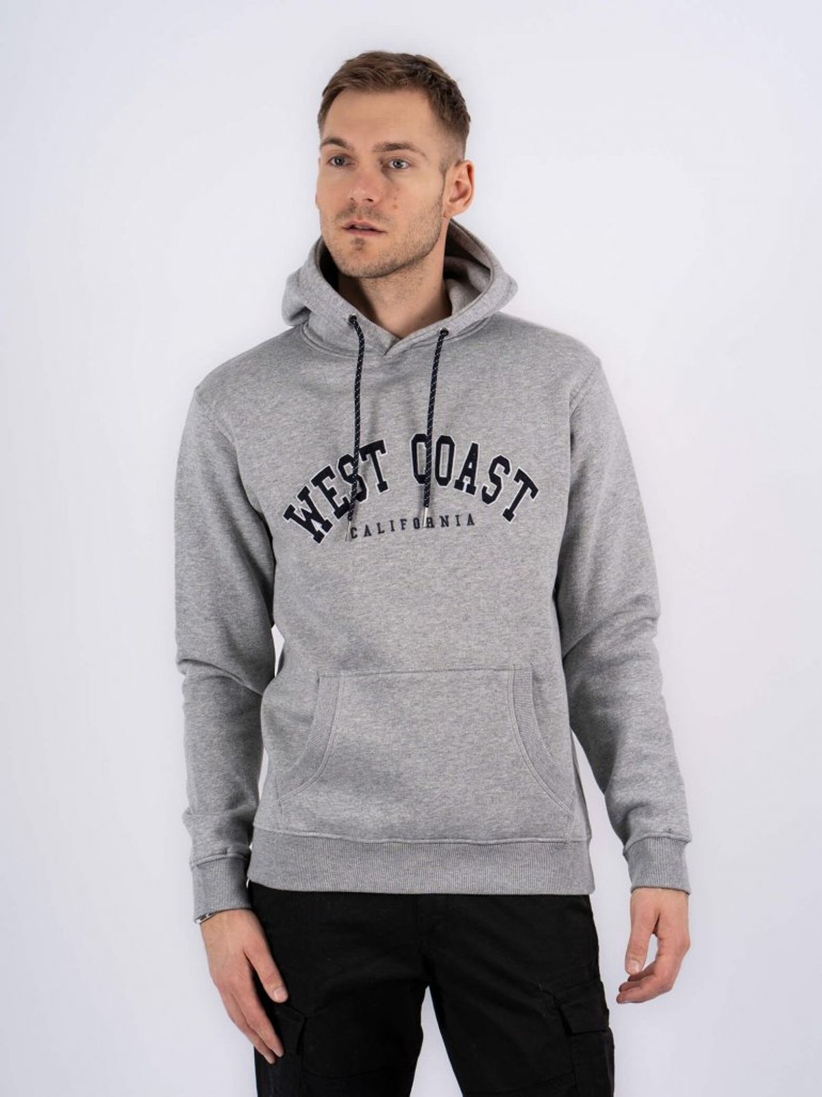 Marcus - Clint Hoodie med broderi i grå - Herre - 2XL