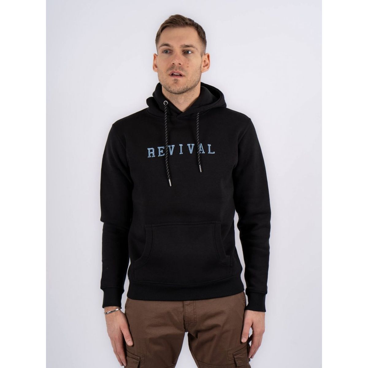 Marcus - Clint Hoodie med broderi i sort - Herre - XL