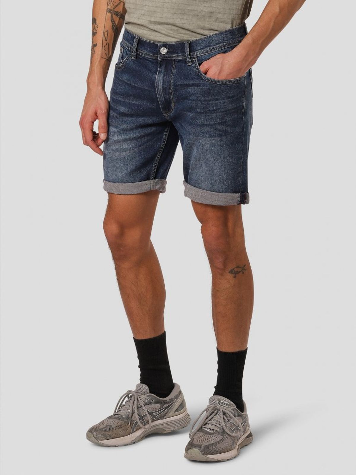 Marcus - Denim shorts i slidt blå - Herre - 28