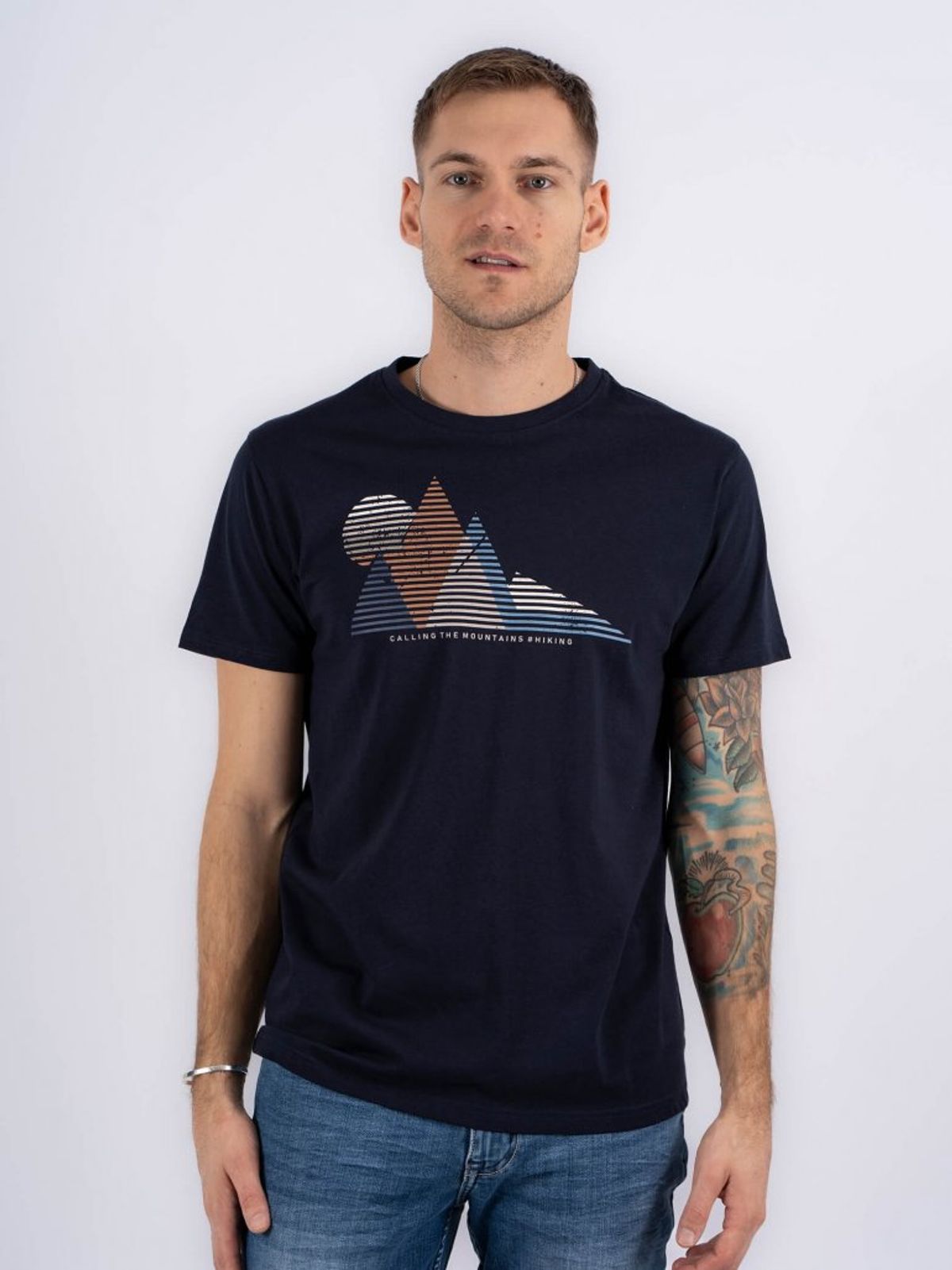 Marcus - Draco t-shirt med print i navy - Herre - Large