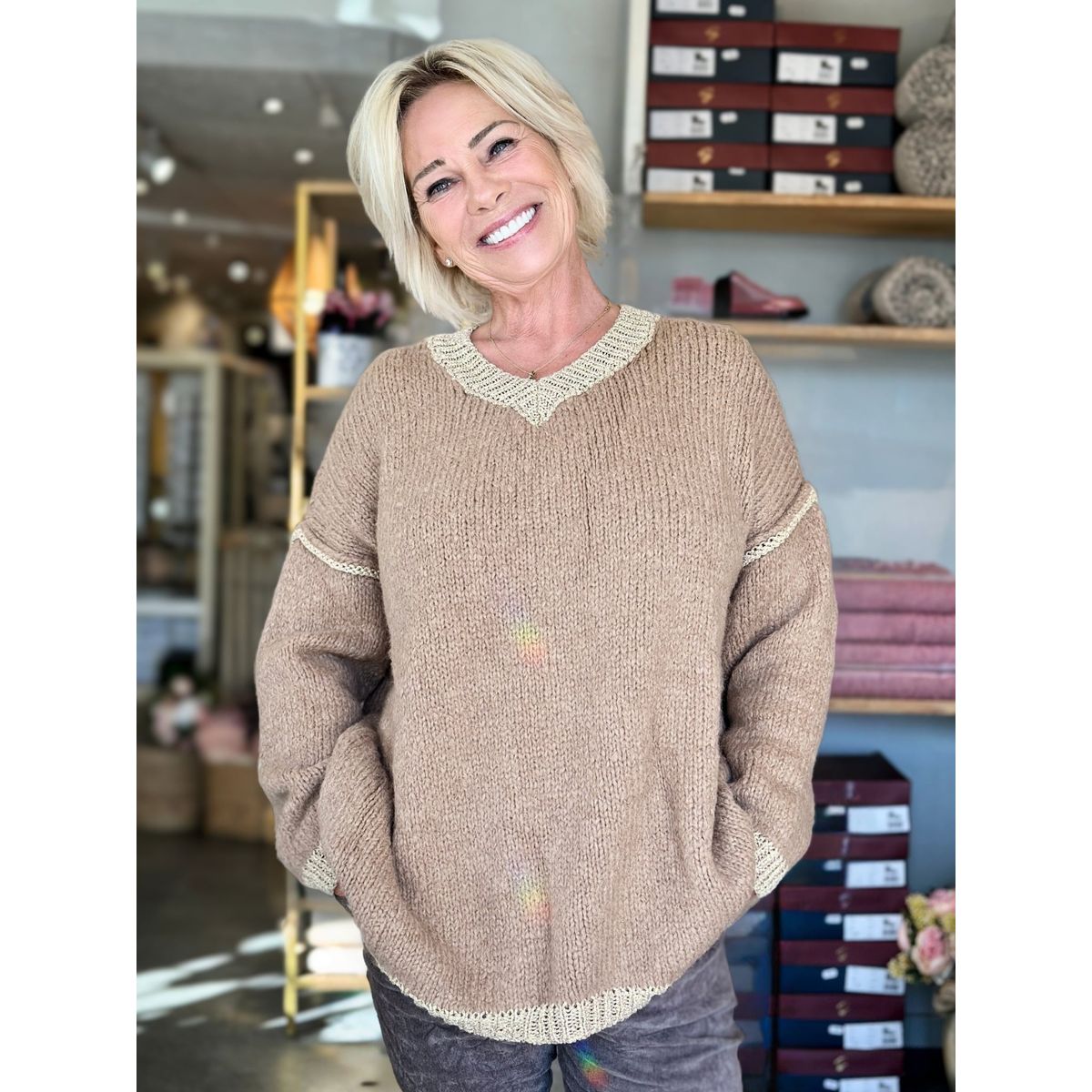 MARIBEL Strik med Mohair - Light Camel