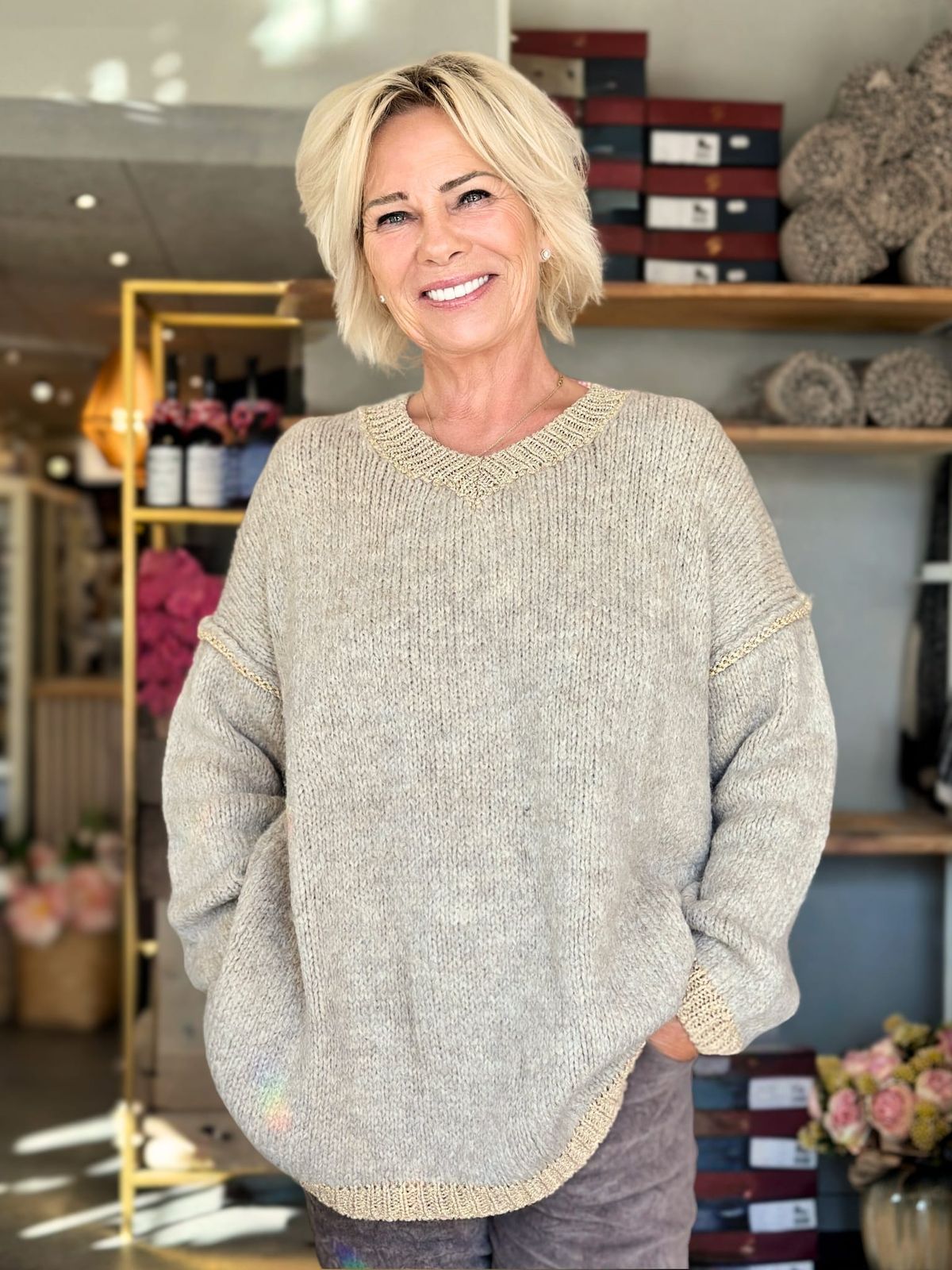 MARIBEL Strik med Mohair -Taupe