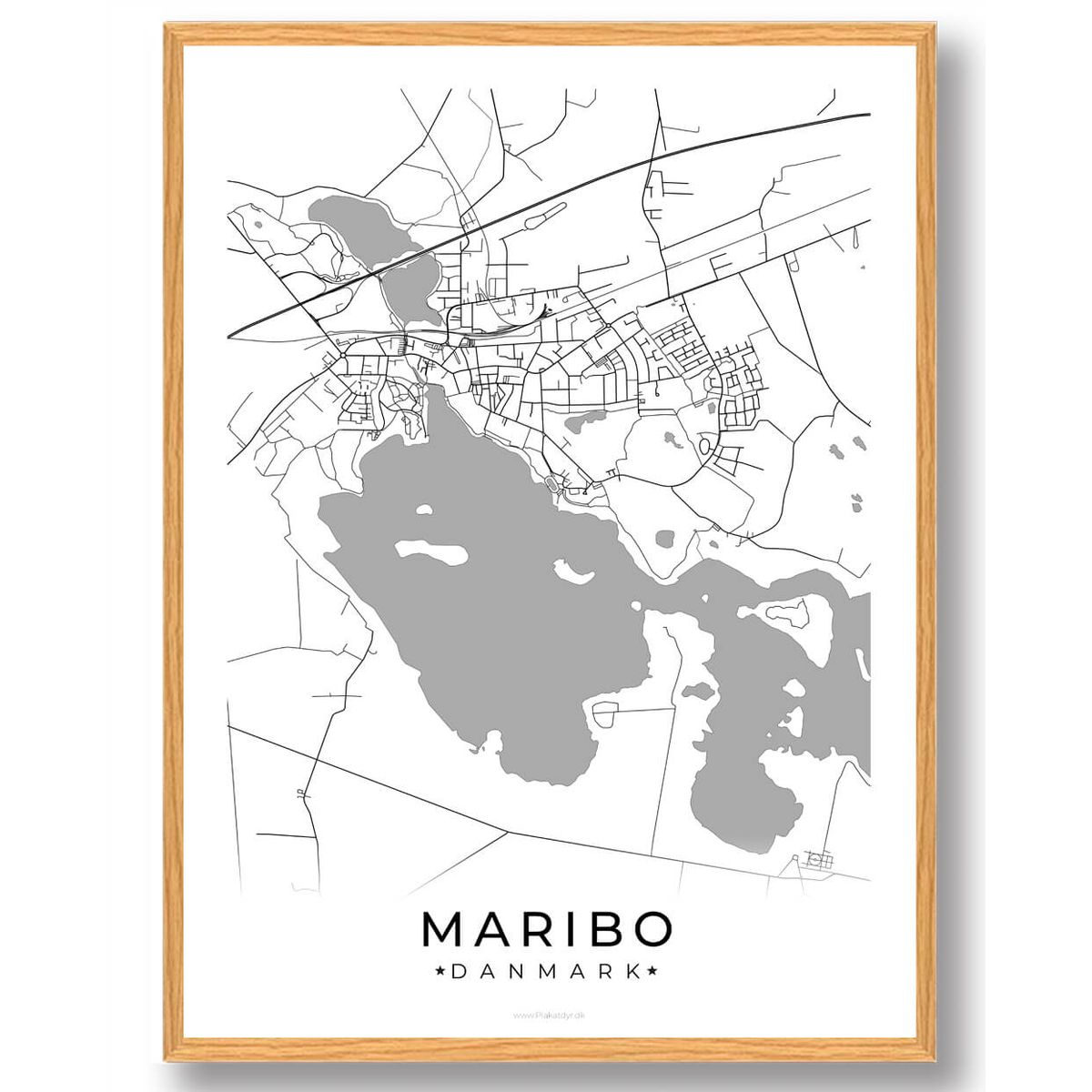 Maribo by plakat - hvid (Størrelse: M - 30x40cm)