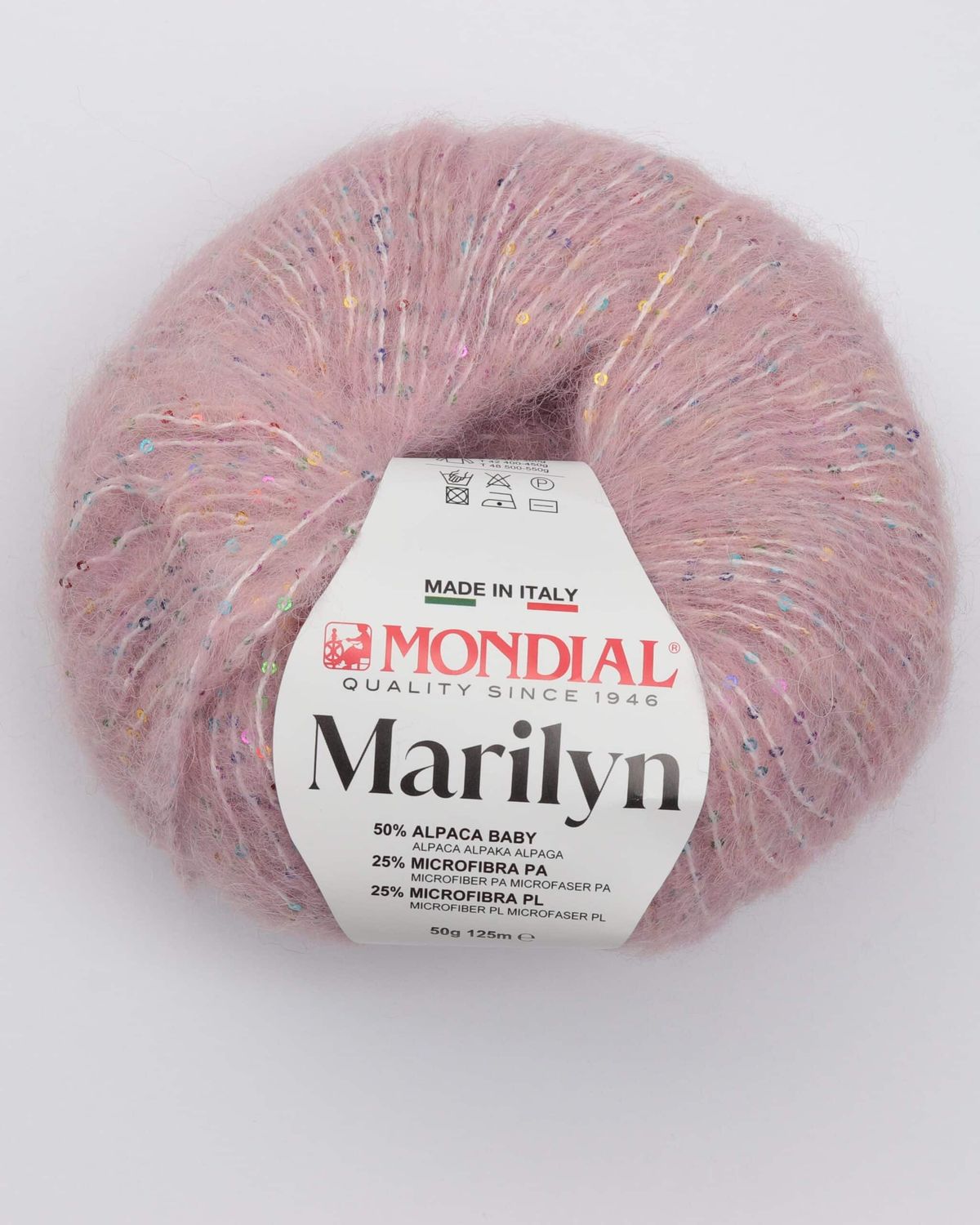 Marilyn fra Mondial (med små palietter) - 913 Rosa - 50% Alpaka, 50% Microfibre