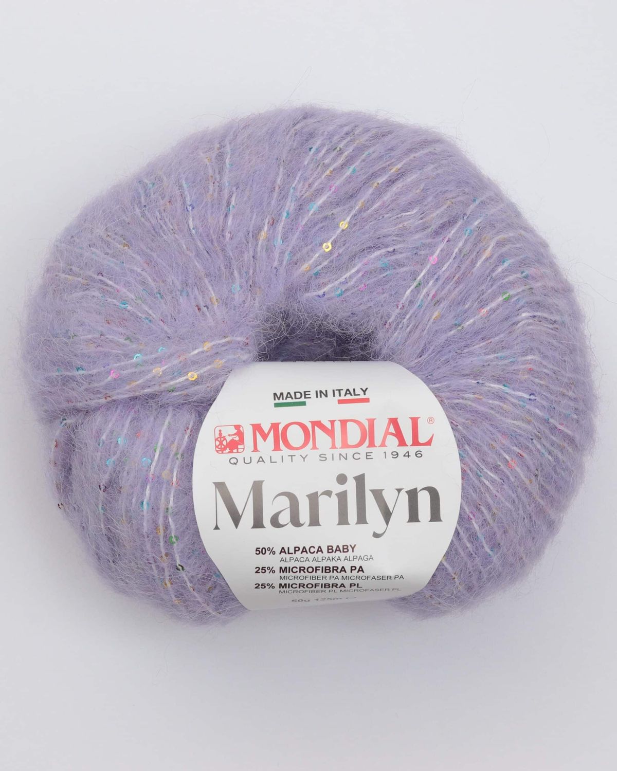 Marilyn fra Mondial (med små palietter) - 916 Lyselilla - 50% Alpaka, 50% Microfibre