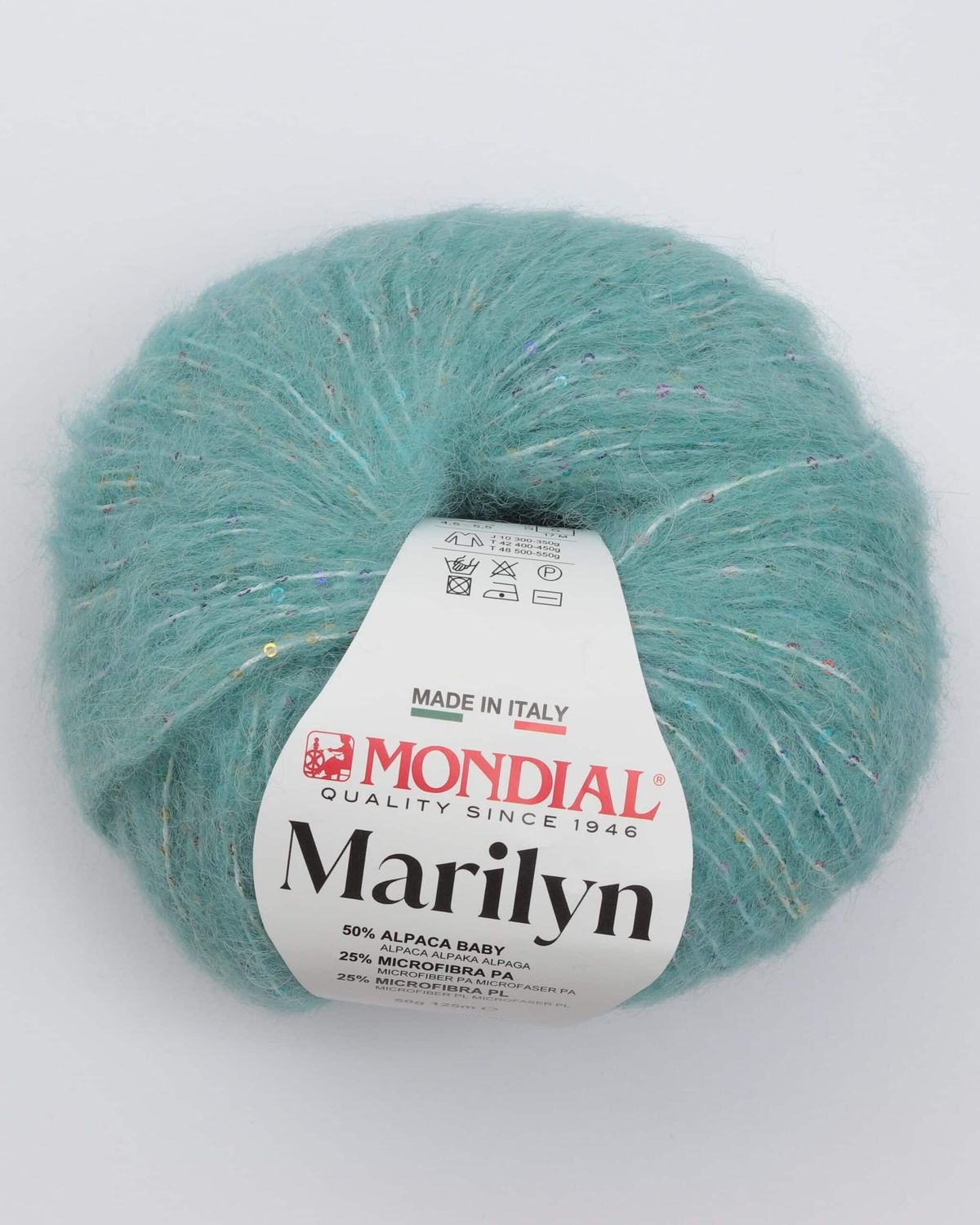 Marilyn fra Mondial (med små palietter) - 917 Mørk mint - 50% Alpaka, 50% Microfibre