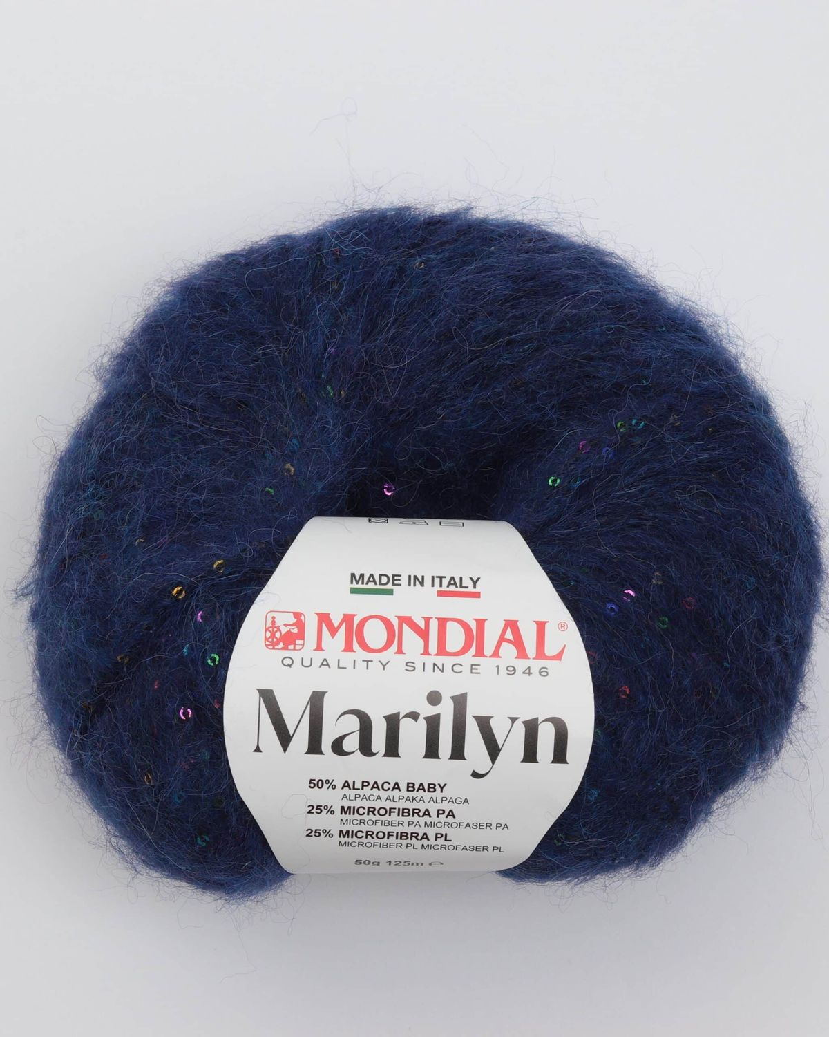 Marilyn fra Mondial (med små palietter) - 918 Blå - 50% Alpaka, 50% Microfibre