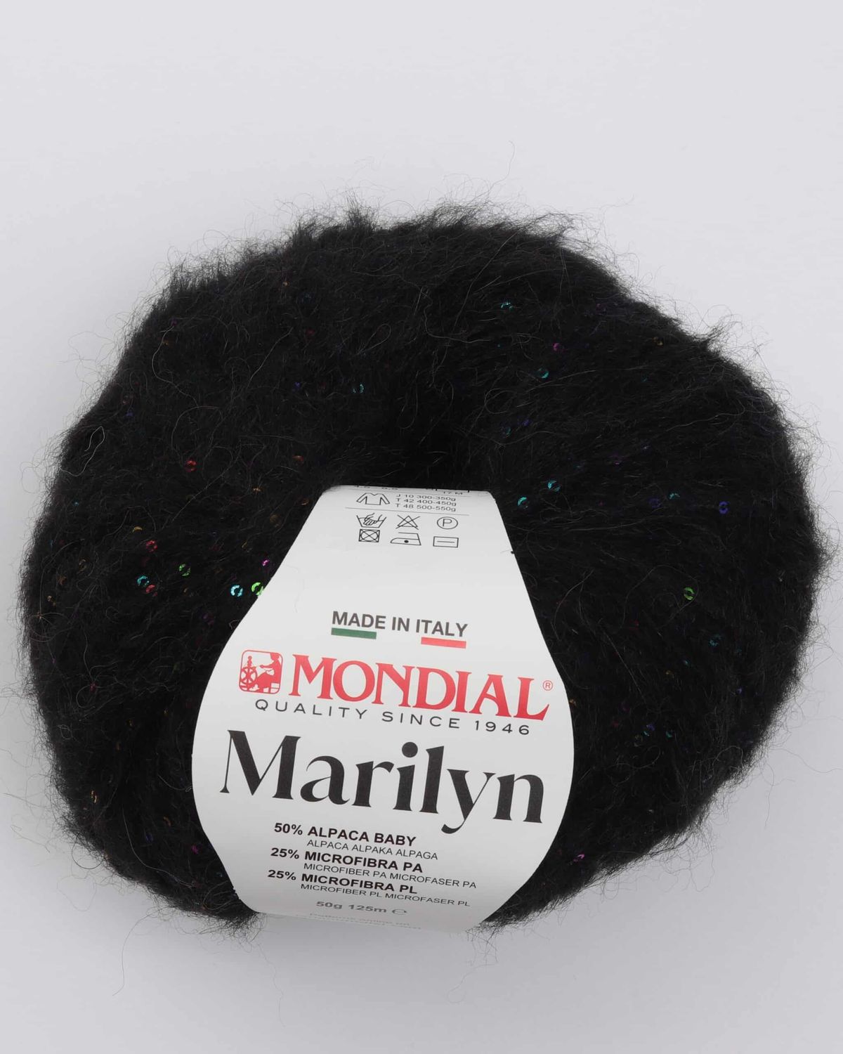 Marilyn fra Mondial (med små palietter) - 921 Sort - 50% Alpaka, 50% Microfibre