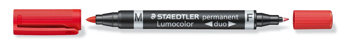 Marker Lumocolor Duo Perm 0,6-1,5mm rød