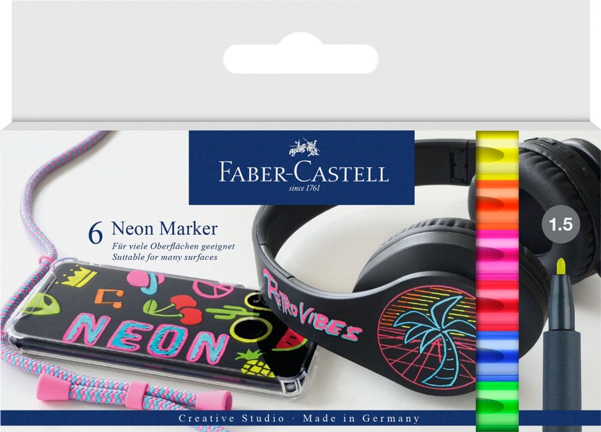 Marker neon Faber-Castell til sten glas plastik