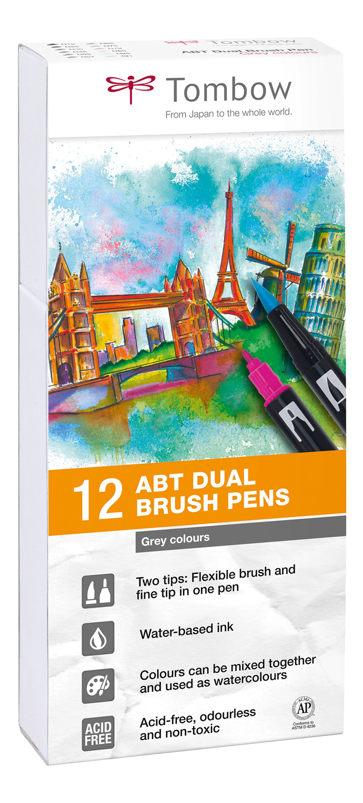 Marker Tombow ABT Dual Brush 12P-3 grå farver (12)