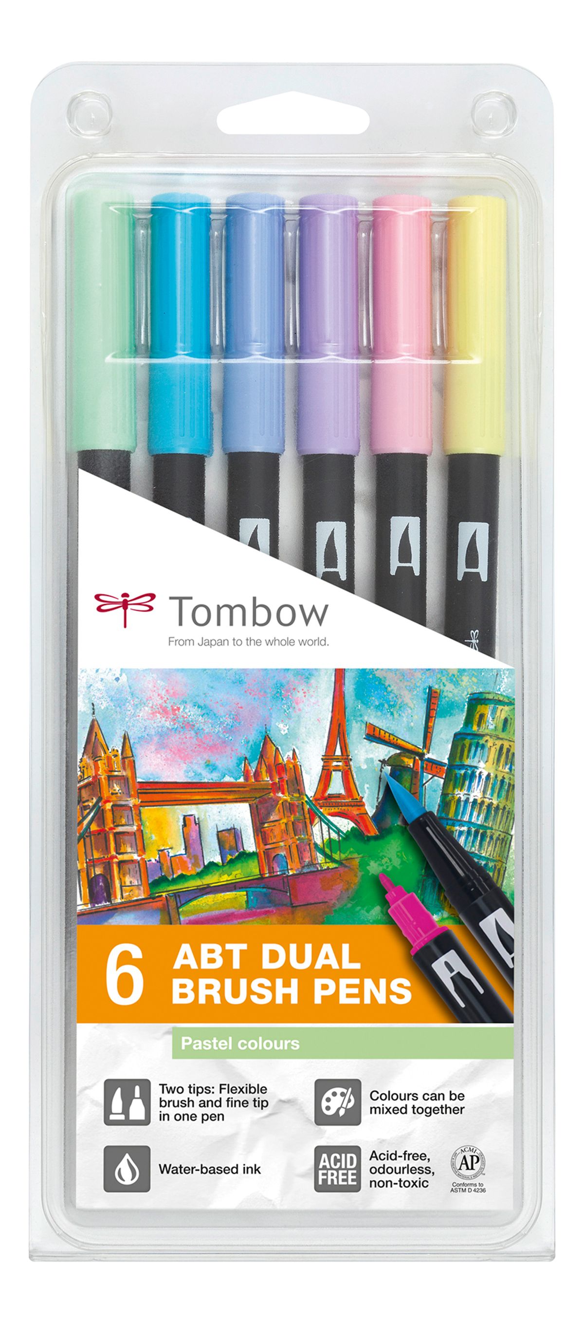 Marker Tombow ABT Dual Brush 6P-2 Pastelfarver