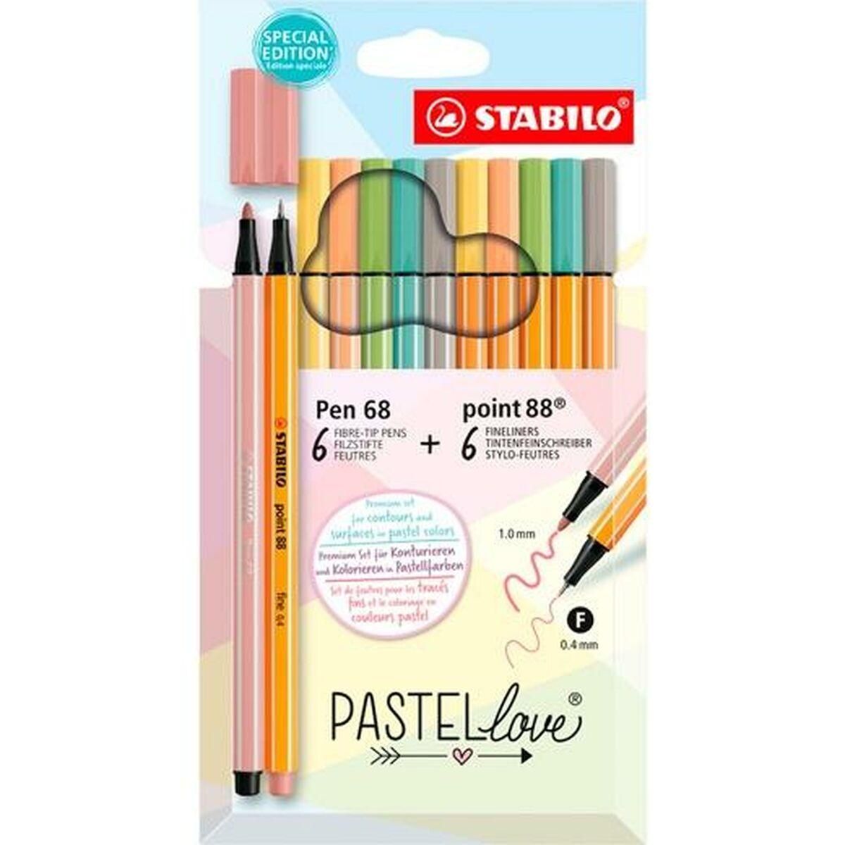 Markør Stabilo 12 Dele Pastel