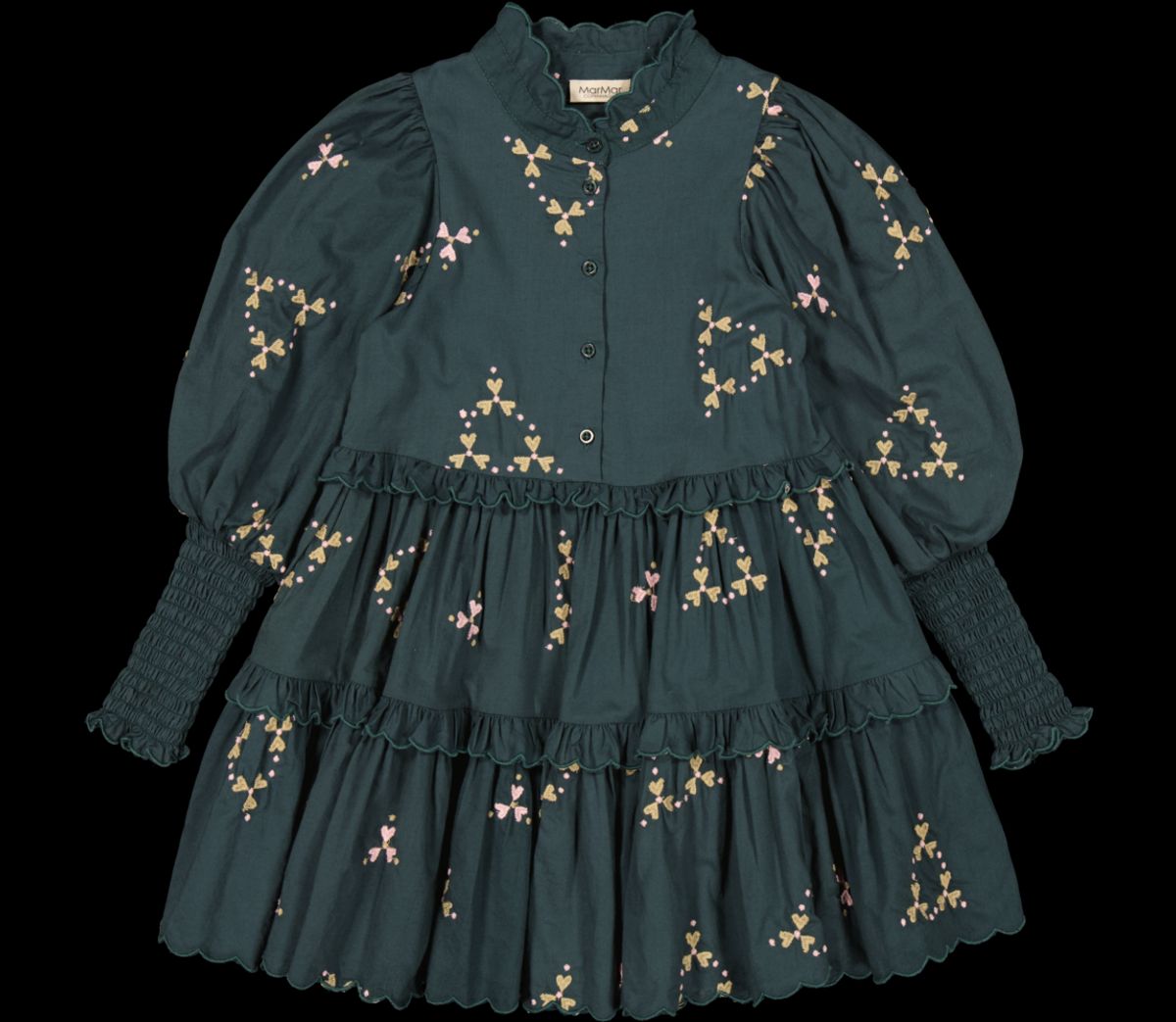 MarMar Dela Light Embroidery Dress - Deep Forest Hearts - 98 cm / 3 år