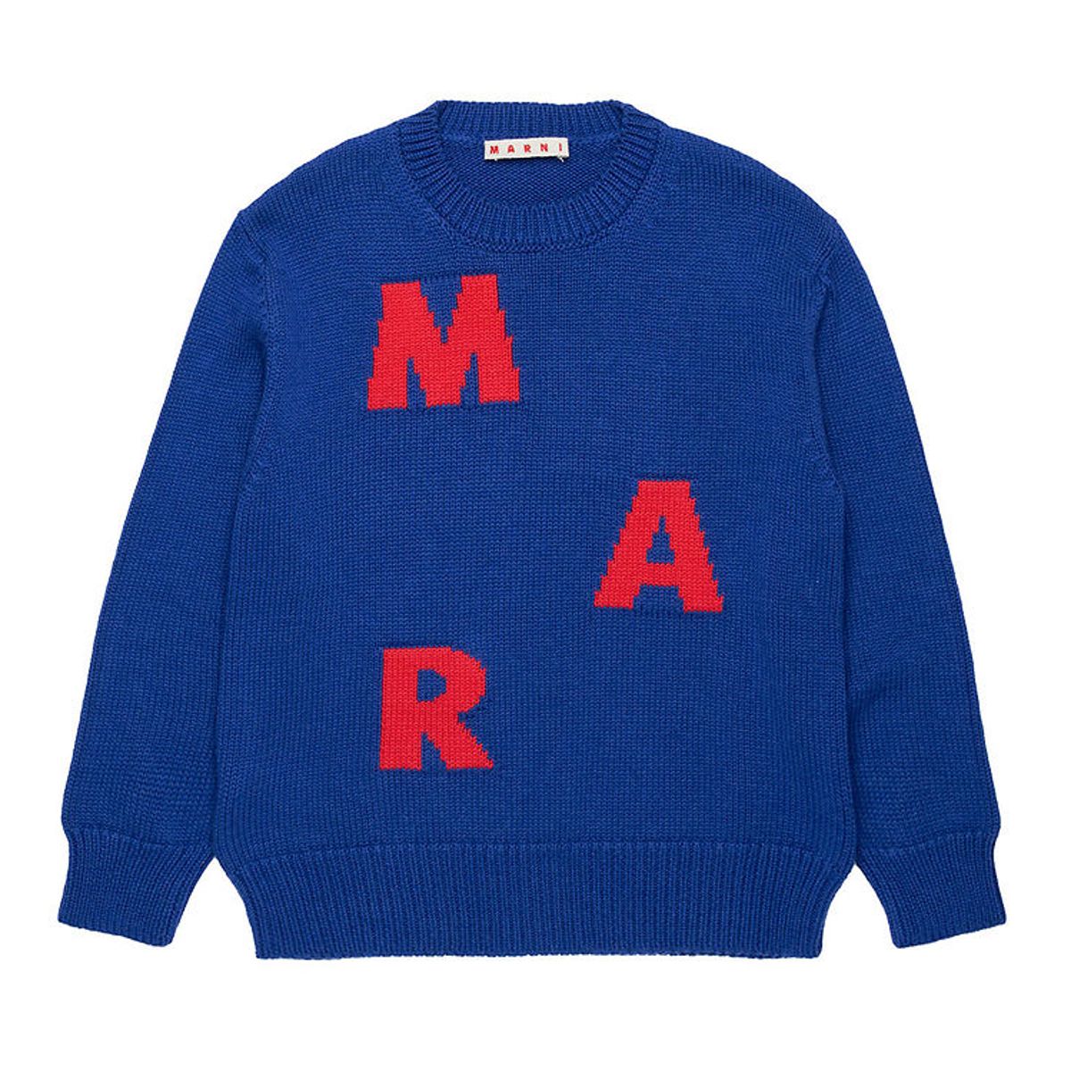 Marni Bluse - Bomuld/Uld - True Blue m. Rød