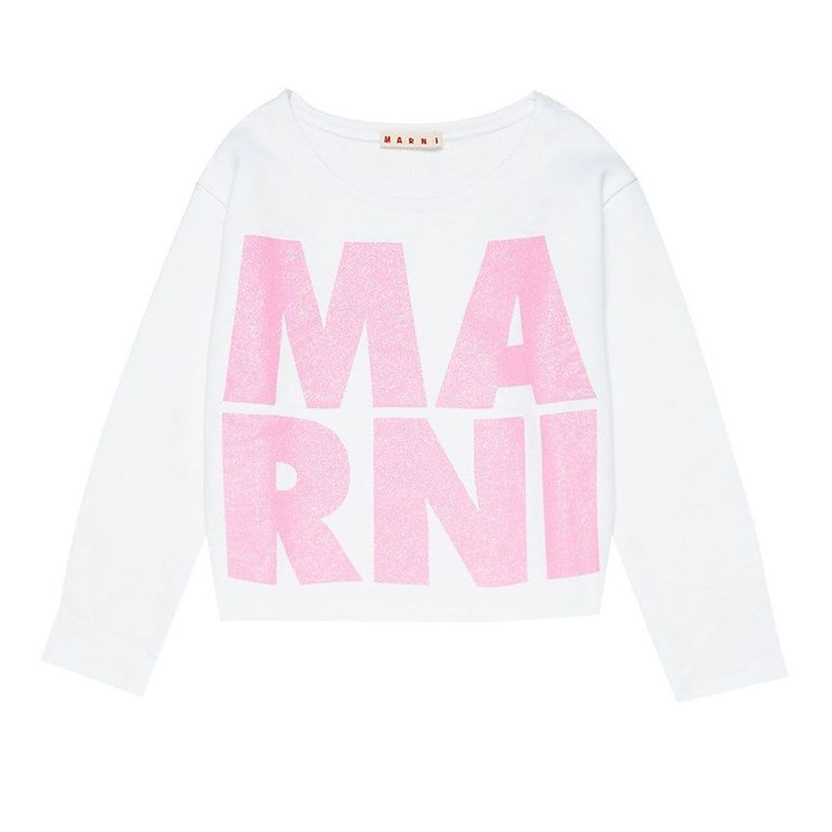 Marni Sweatshirt - Cropped - Hvid/Pink m. Glimmer