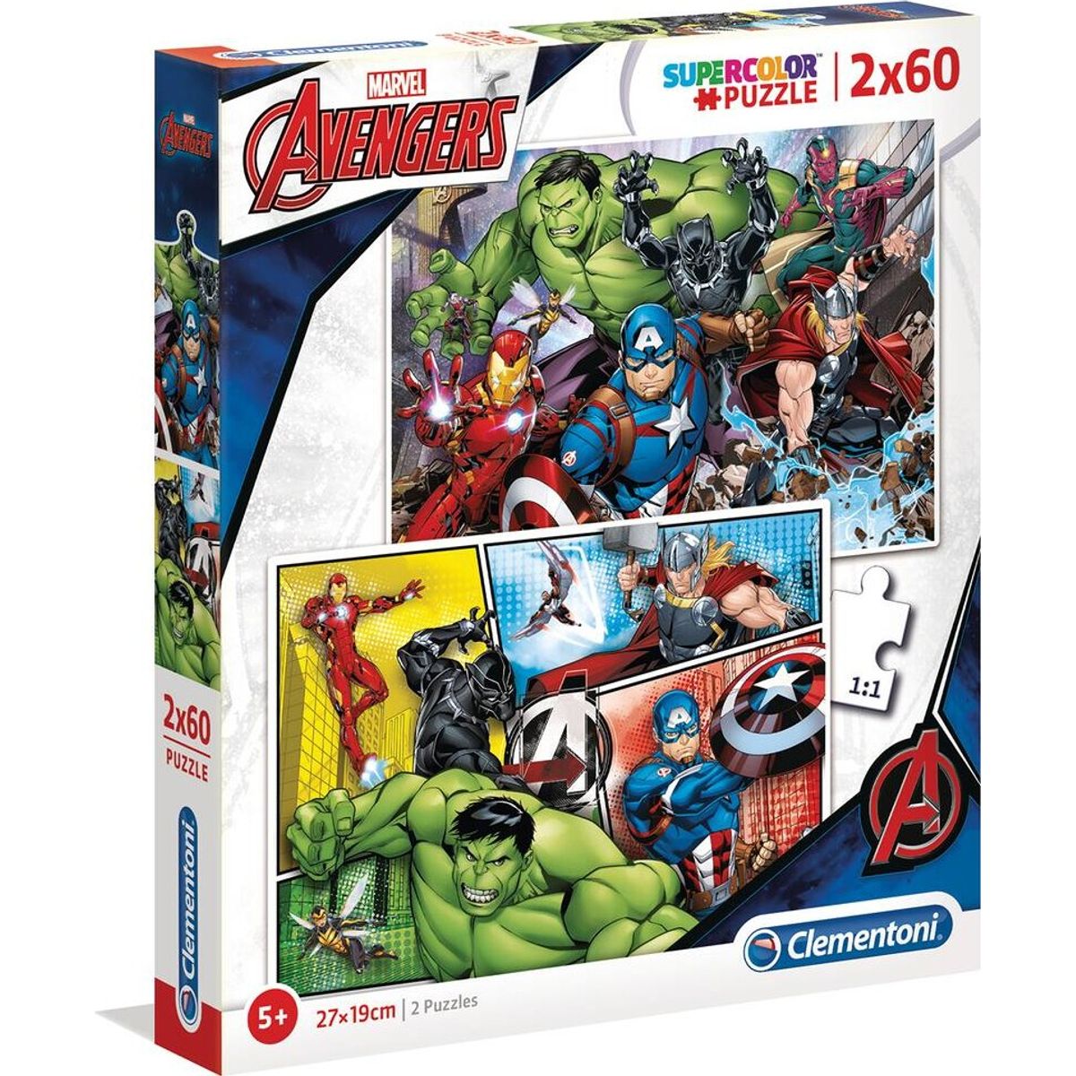 Marvel Puslespil - Avengers - 2x60 Brikker - Clementoni