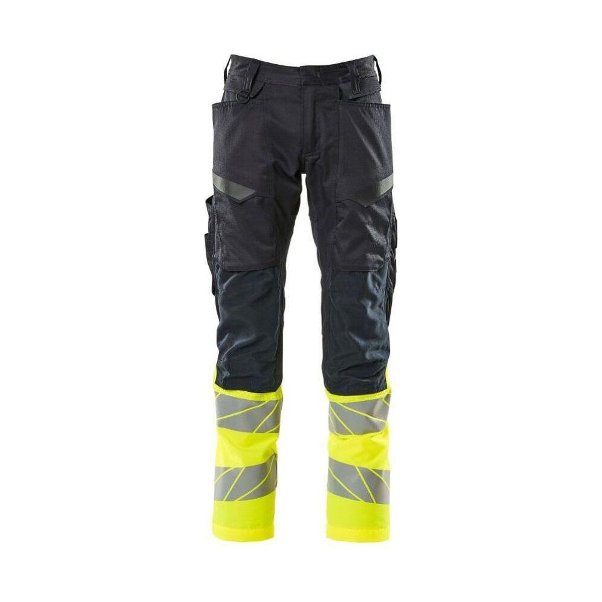 Mascot® Accelerate Safe Bukser med Knælommer, stretch-zoner - 19679-236 - mørk marine/Hi-Vis gul klasse 1